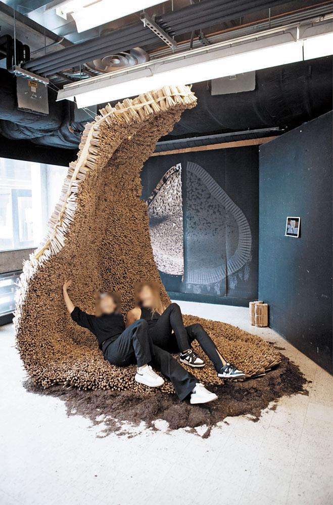 Mit ihrer Installation haben die Studierenden auch die tragenden Eigenschaften der Binse nachgewiesen.