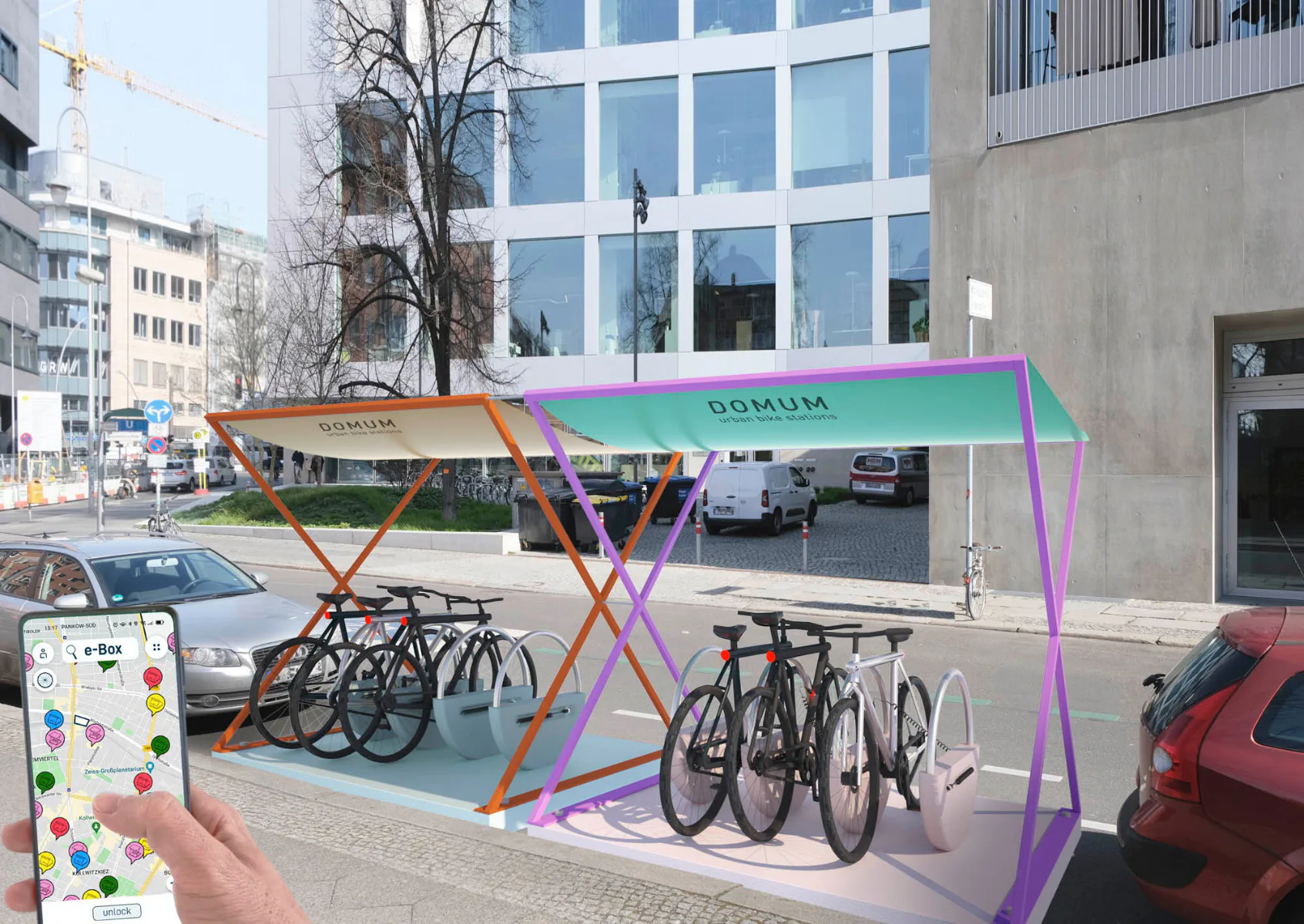 Entwurf Fahrradstation von Mekado.