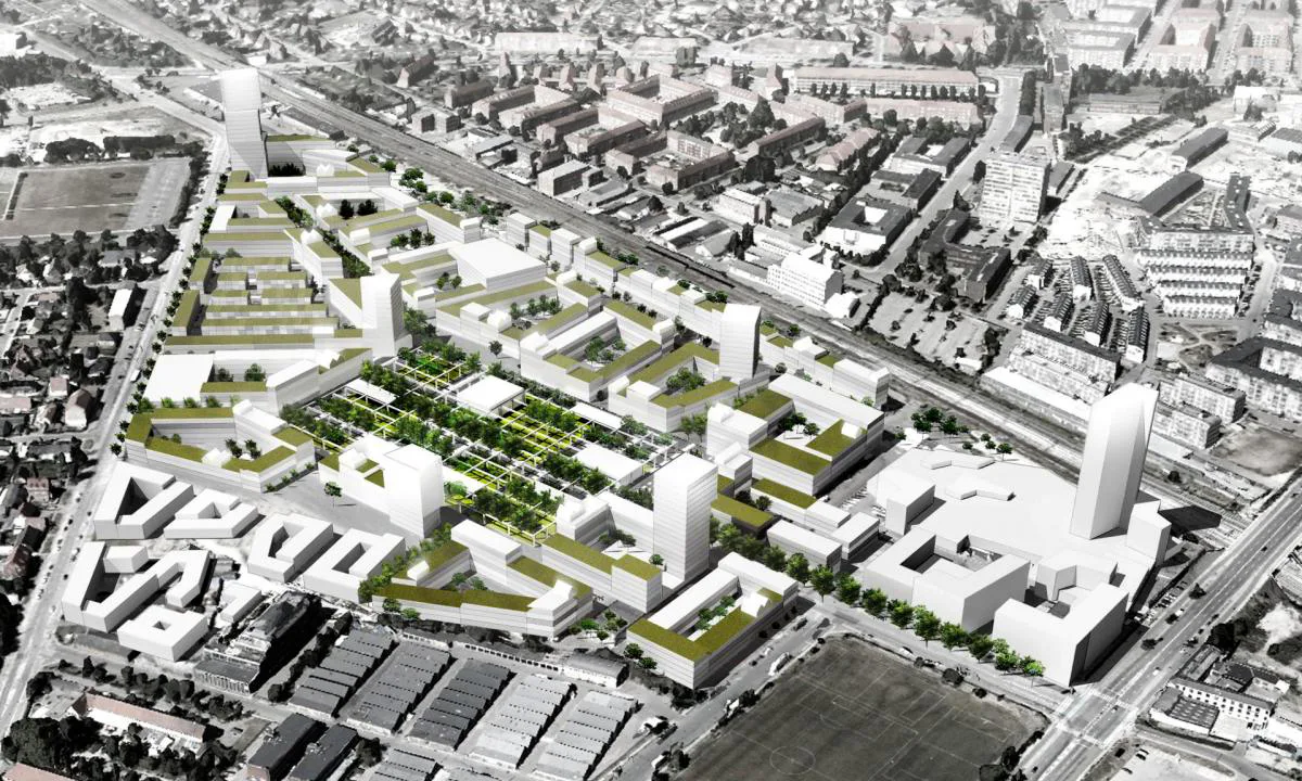 Zum nachhaltigen und gesunden Wohnumfeld gehört in allererster Linie grüne Gebäudearchitektur und die Parklandschaft direkt vor der Haustüre.