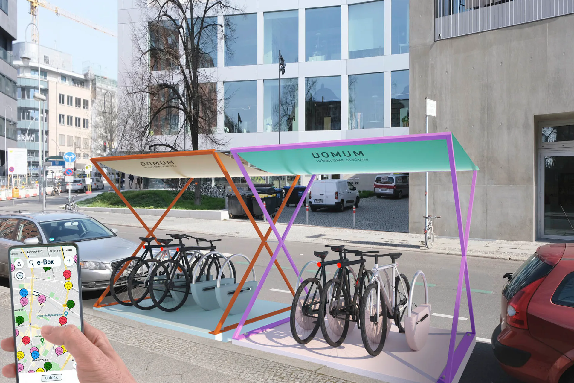 Entwurf Fahrradstation von Mekado.