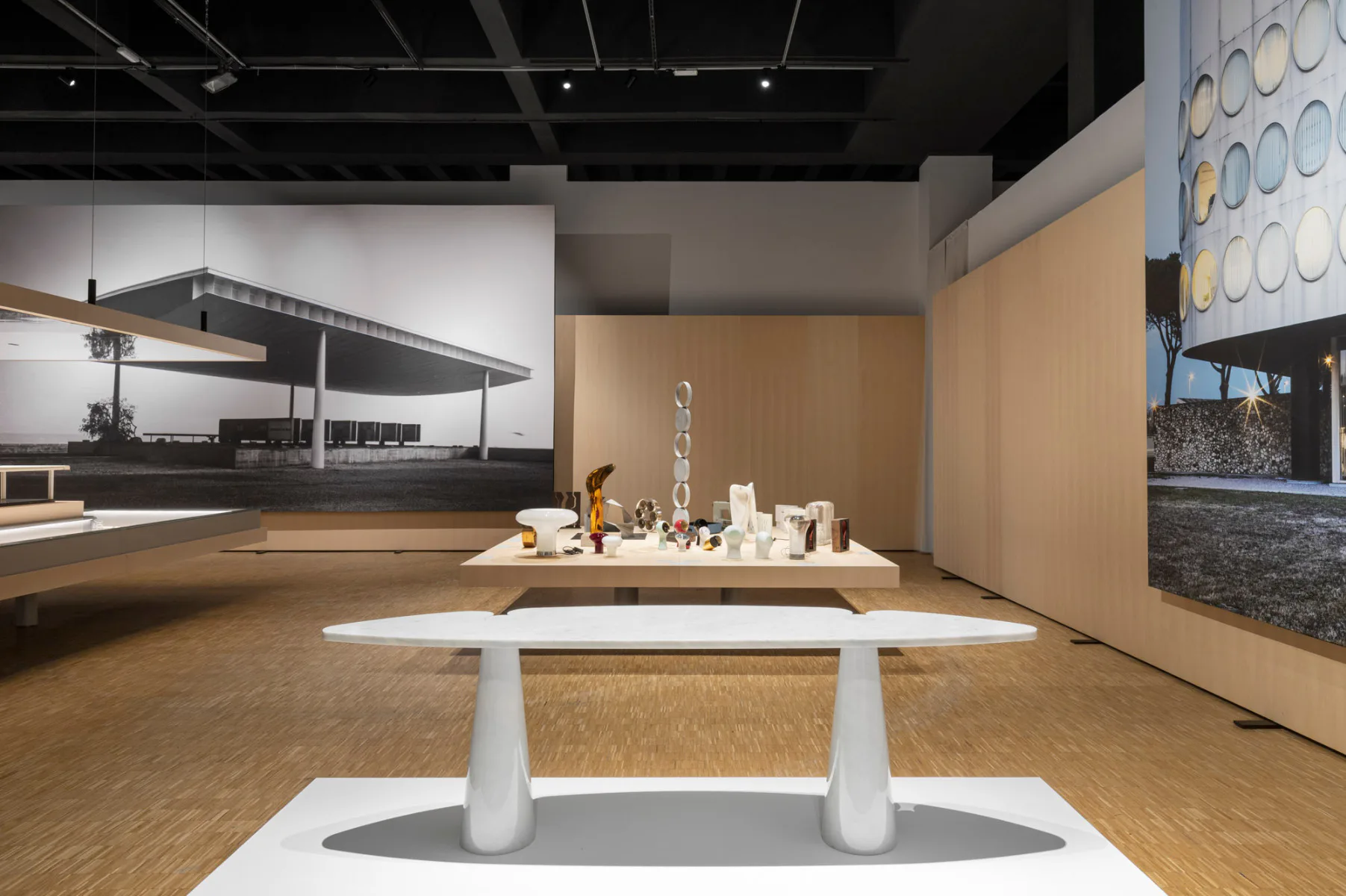 Blick in die Ausstellung Angelo Mangiarotti – When Structures Take Shape.