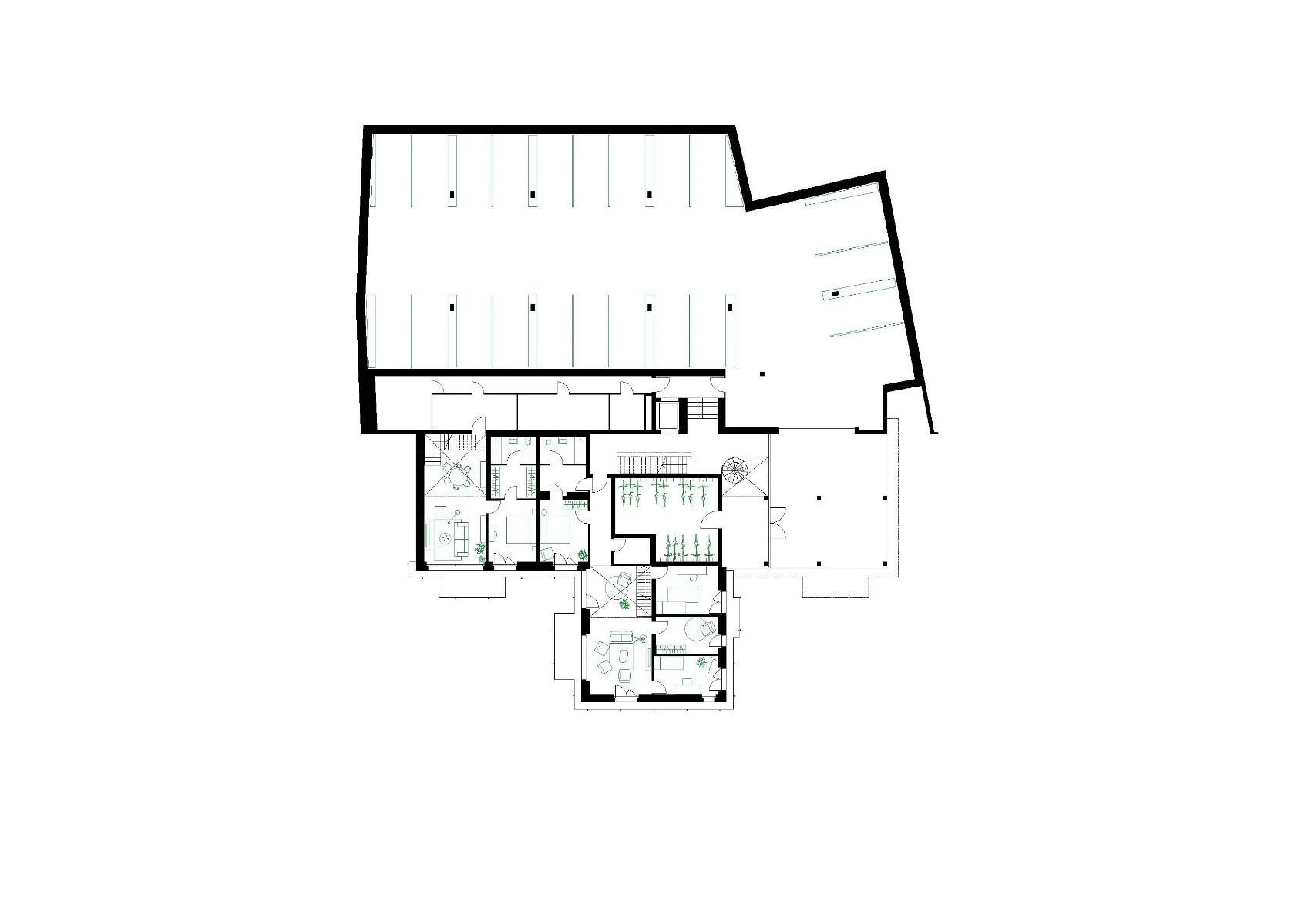Grundriss unteres Erdgeschoss, Grafik