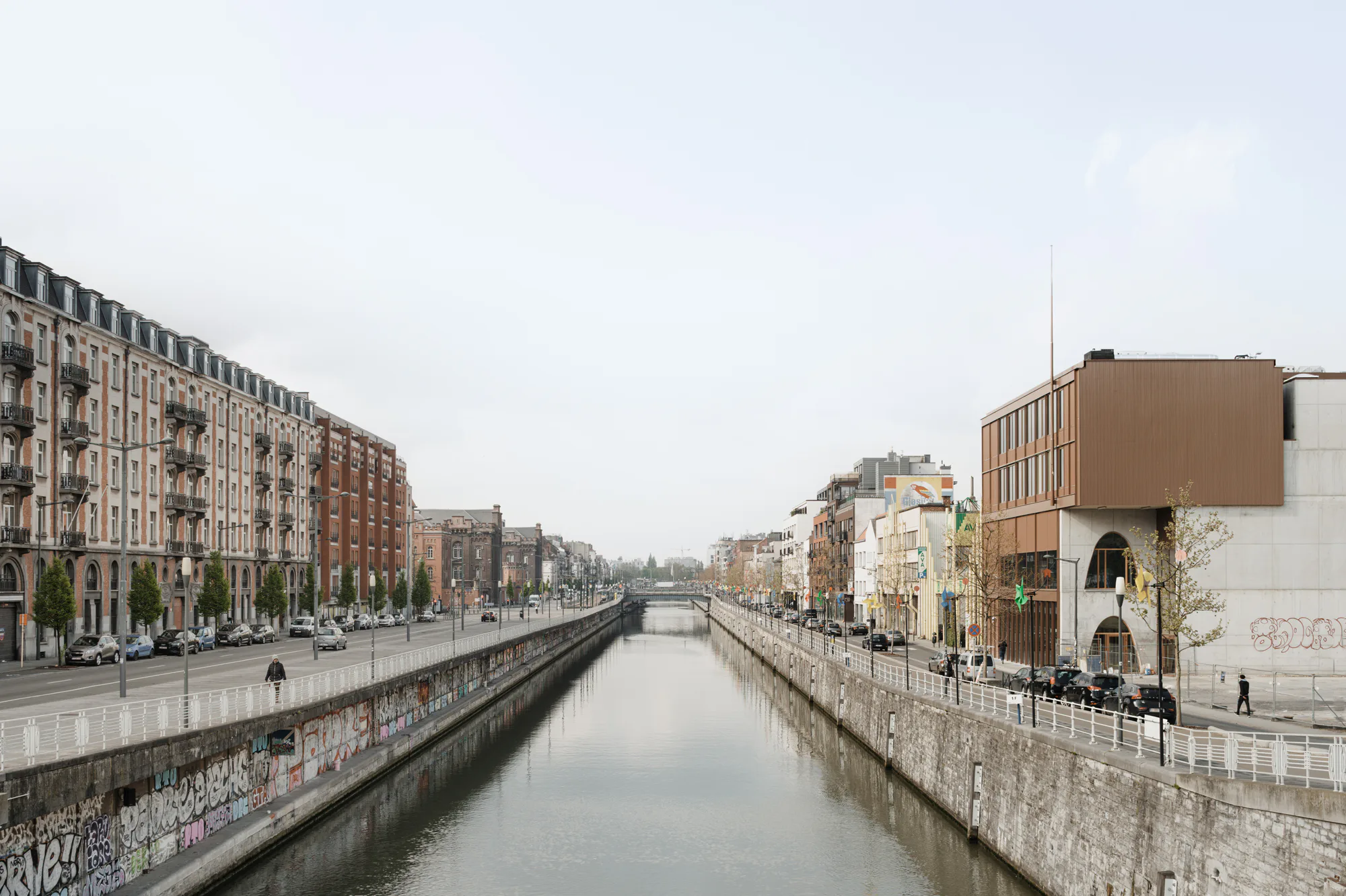 The Amal Amjahid community centre by stands by the canal in Sint Jans-Molenbeek.
