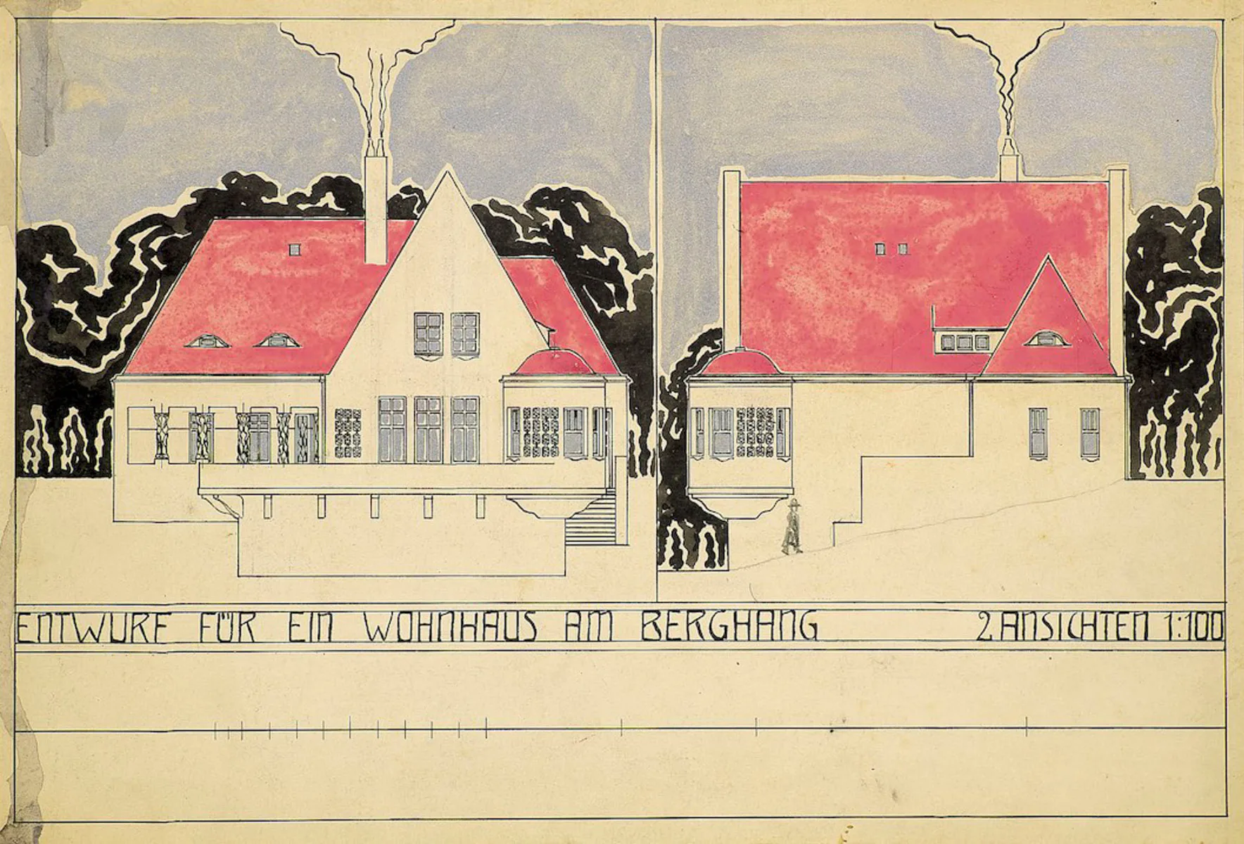 Entwurf für ein Wohnhaus am Berghang