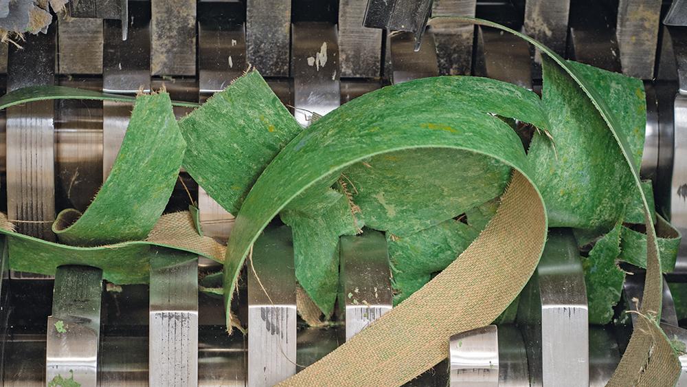 Der Linoleumbelag Originale von Tarkett wird als Verschnitt oder gebraucht zurückgenommen und lässt sich zu 100 % recyceln.