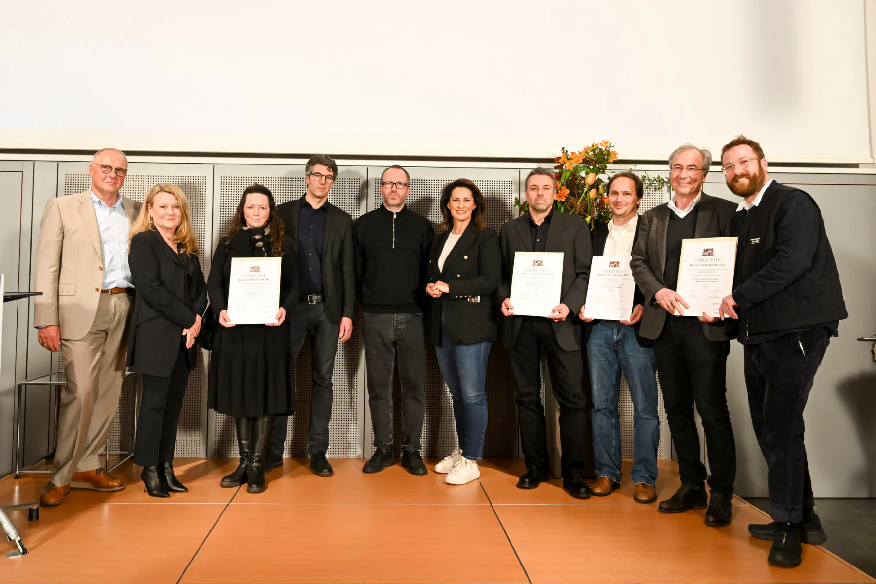 Die Gewinnerinnen und Gewinner in der Kategorie Preis des Holzbaupreis 2022.