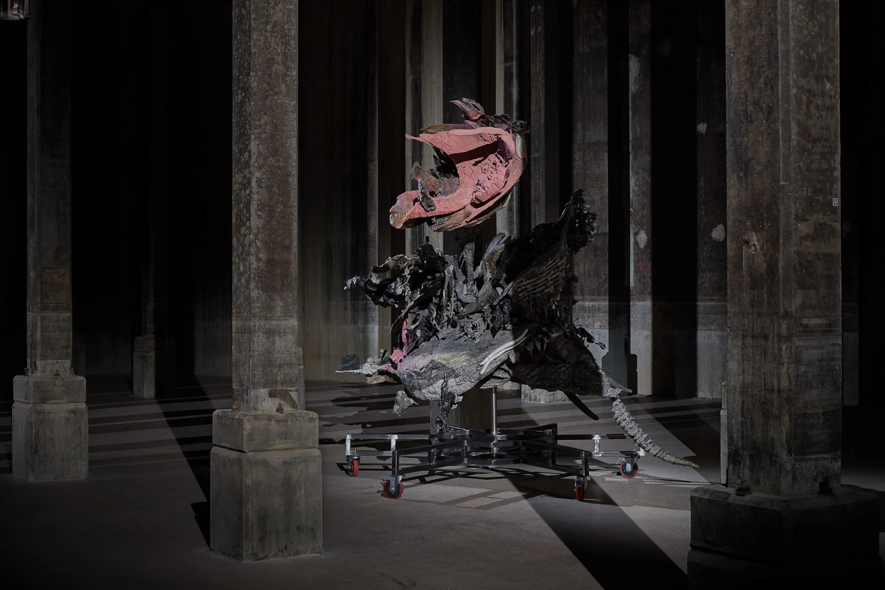 Installation view of Adrián Villar Rojas The End of Imagination 2022 in the Tank at the Art Gallery of New South Wales © Adrián Villar Rojas, photo