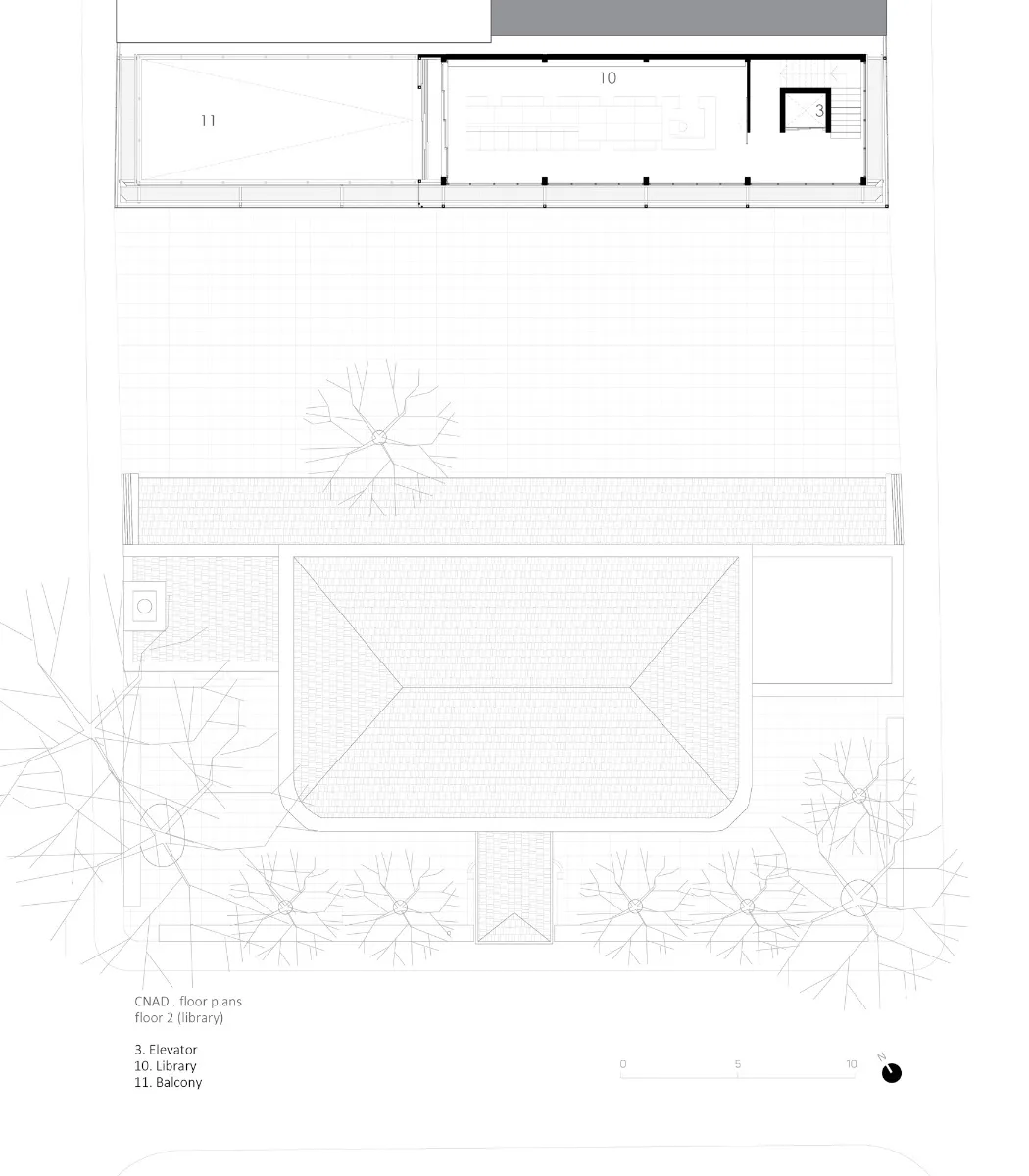 Grundriss 2. OG (Bibliothek), Grafik