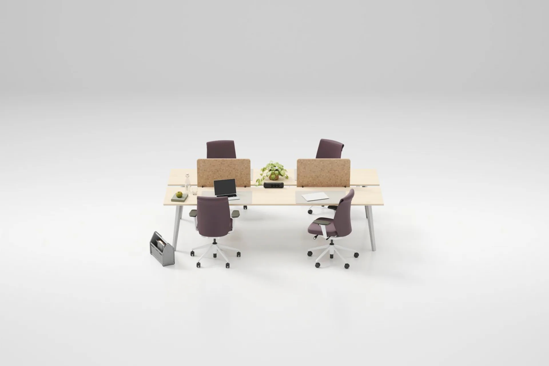 Materialien wie Massivholz, Kork und Lederreste aus der Vitra-Produktion werden für die Tische verwendet.