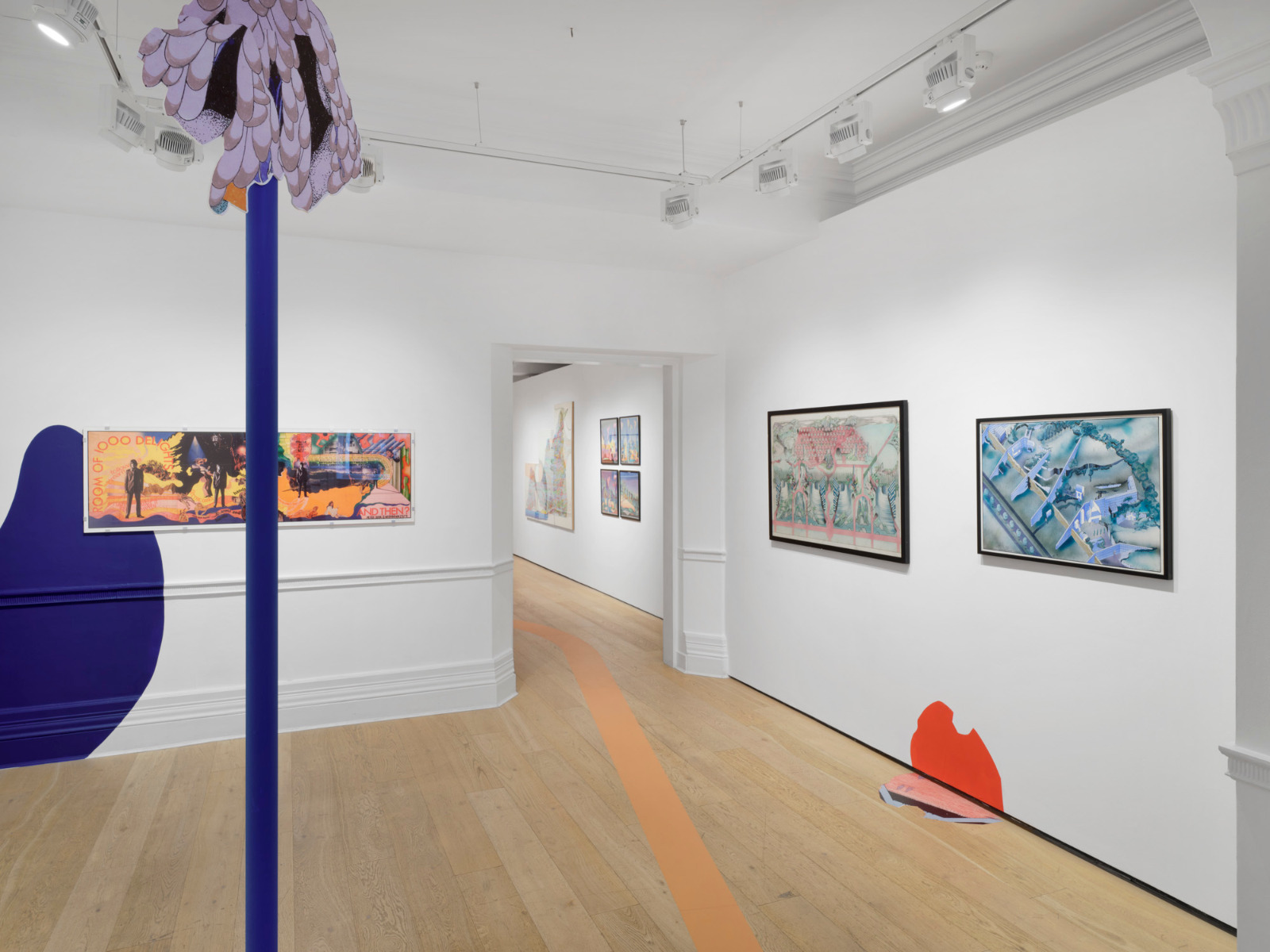 Installationsansicht: Peter Cook, Cities, Richard Saltoun Gallery London, 2023, Mit freundlicher Genehmigung der Richard Saltoun Gallery London und Rom