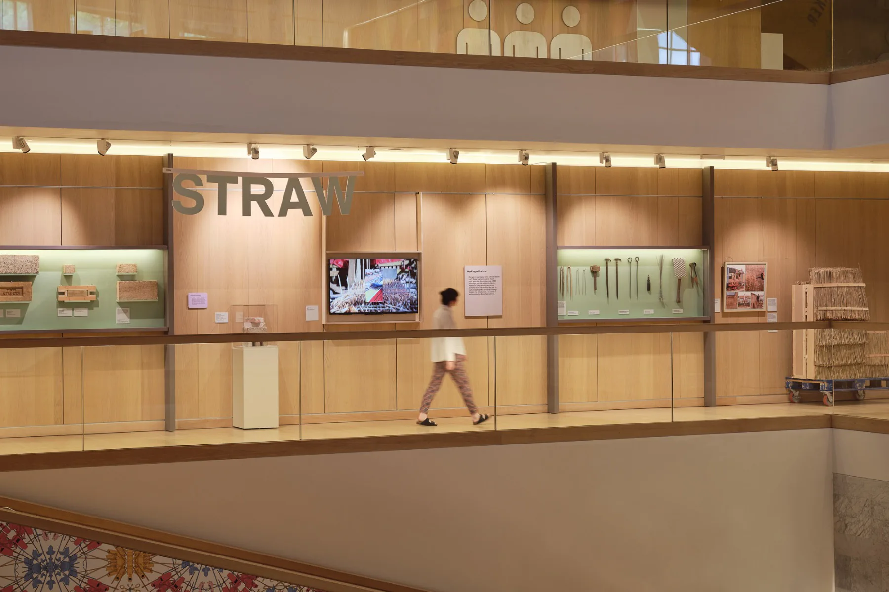 Abschnitt „Stroh“ der Ausstellung „How to Build a Low-Carbon Home“.
