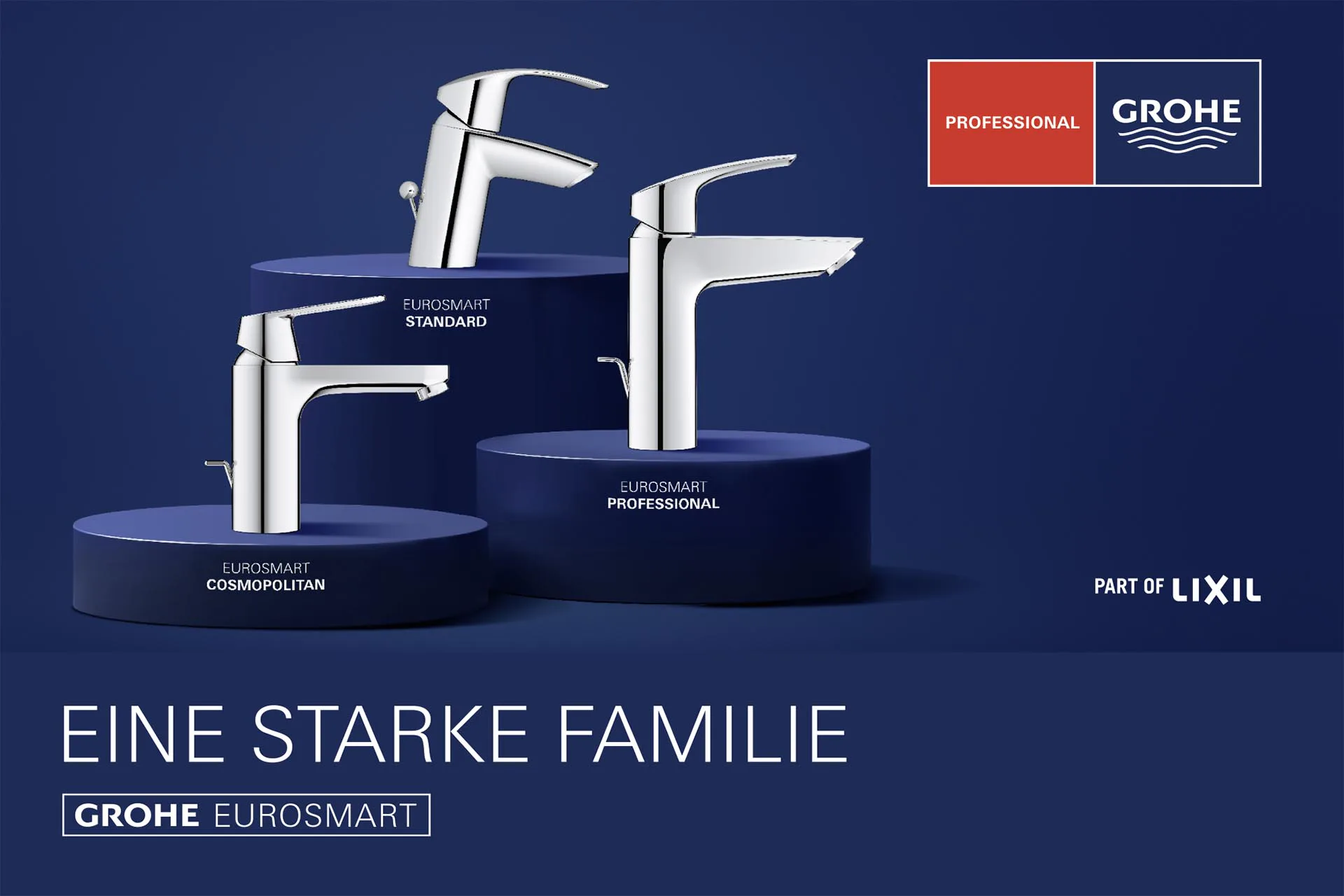 Die Grohe Eurosmart Familie umfasst die Serien Standard, Professional und Cosmopolitan.