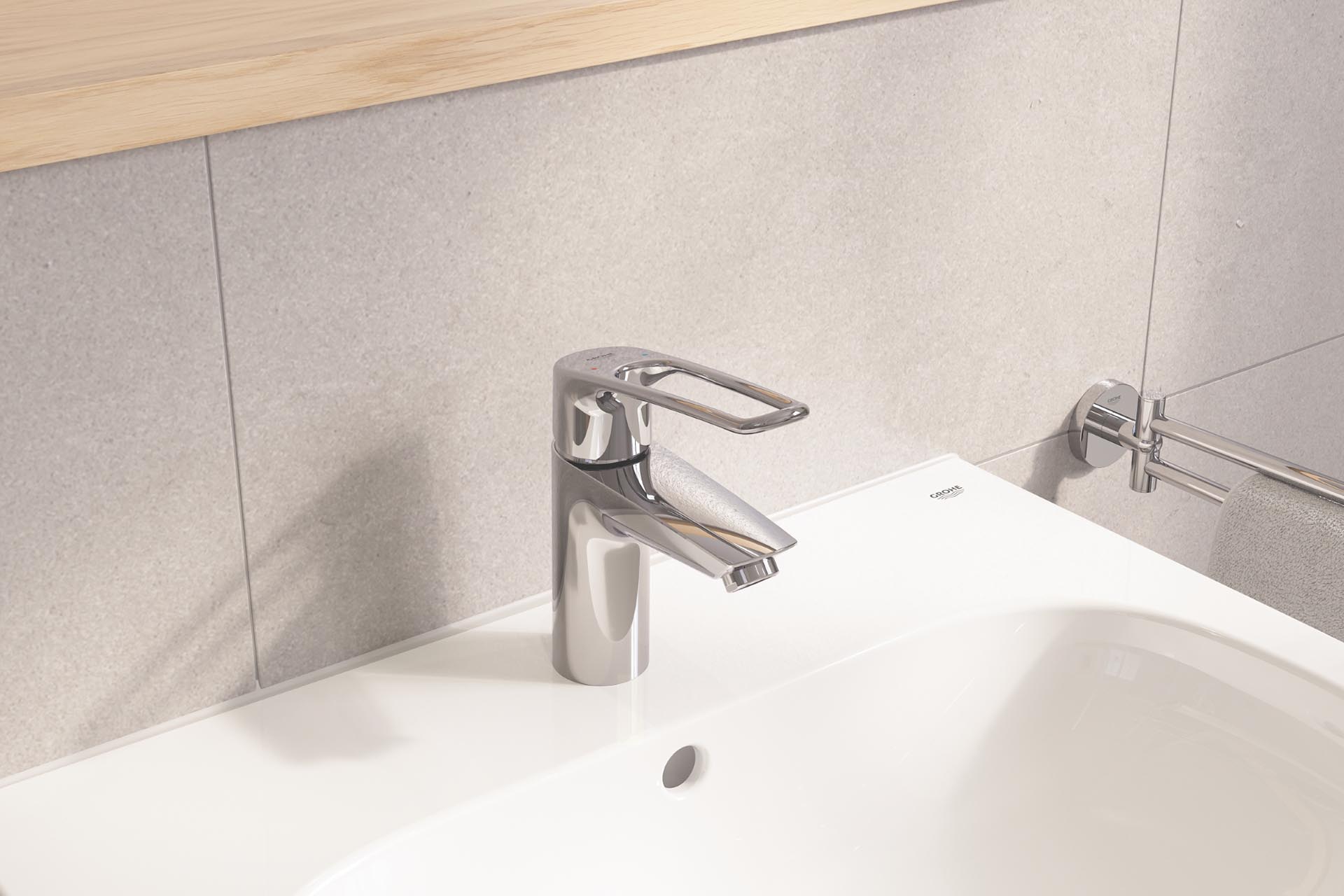 Die Grohe Eurosmart Professional ist in 47 Varianten erhältlich – hier in S-Größe mit nutzerfreundlichem offenem Hebel.