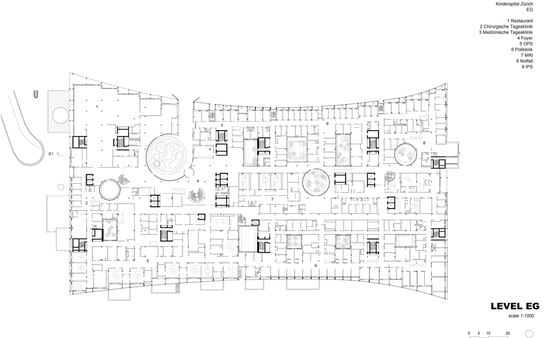 Grundriss. Herzog & de Meuron. Kinderspital Zürich, 2011 – geplante Fertigstellung 2024; Grafik
