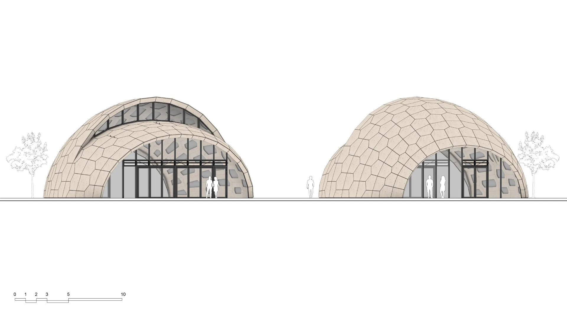 Ansichten der livMatS Biomimetic Shell, Grafik