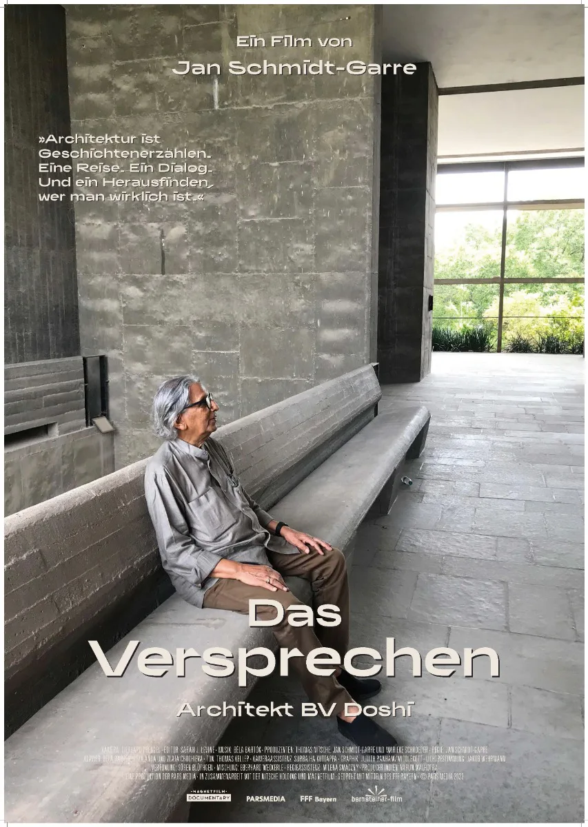 Plakat zum neuen Film Dokumentarfilm „Das Versprechen - Architekt BV Doshi“.