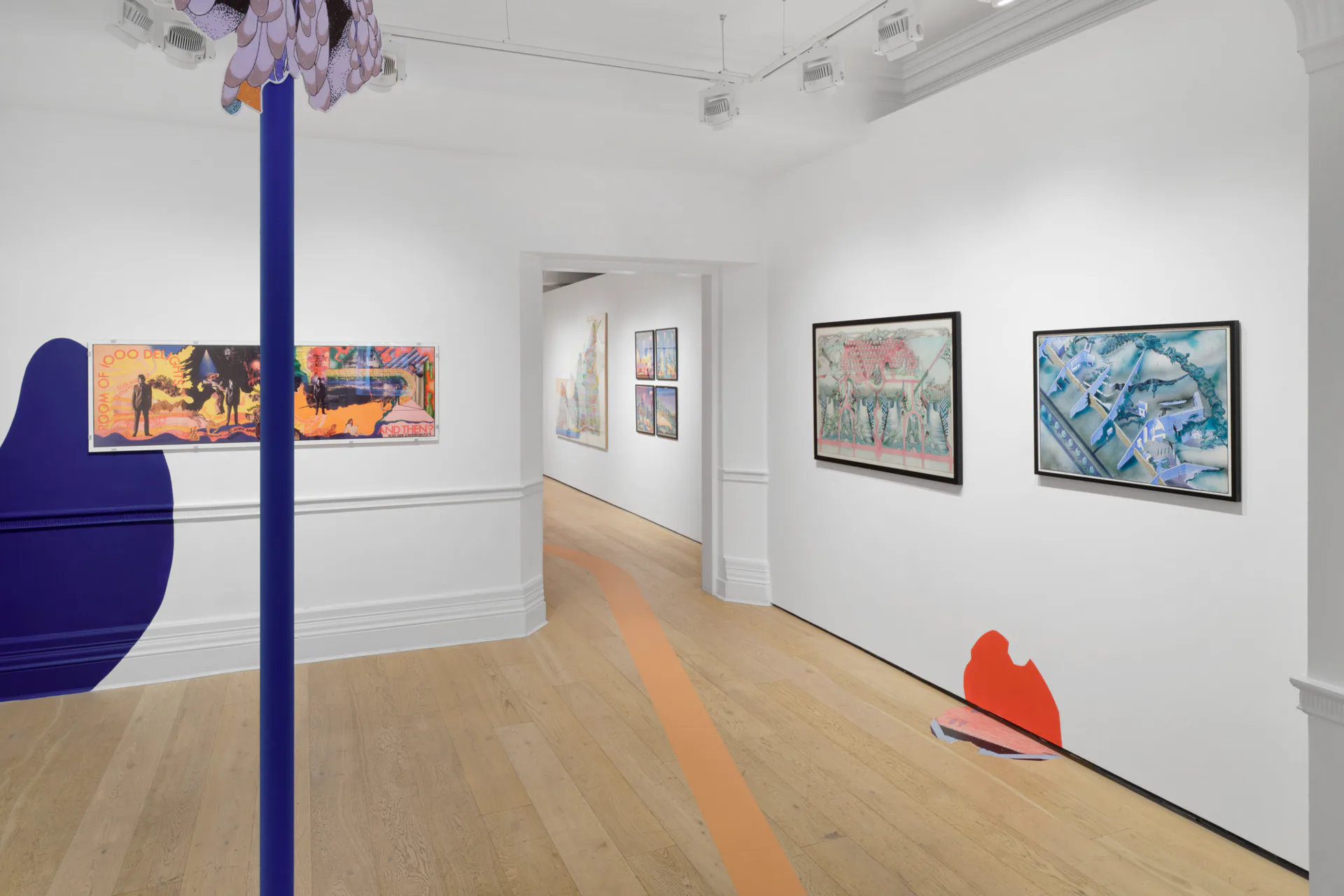 Installationsansicht: Peter Cook, Cities, Richard Saltoun Gallery London, 2023, Mit freundlicher Genehmigung der Richard Saltoun Gallery London und Rom