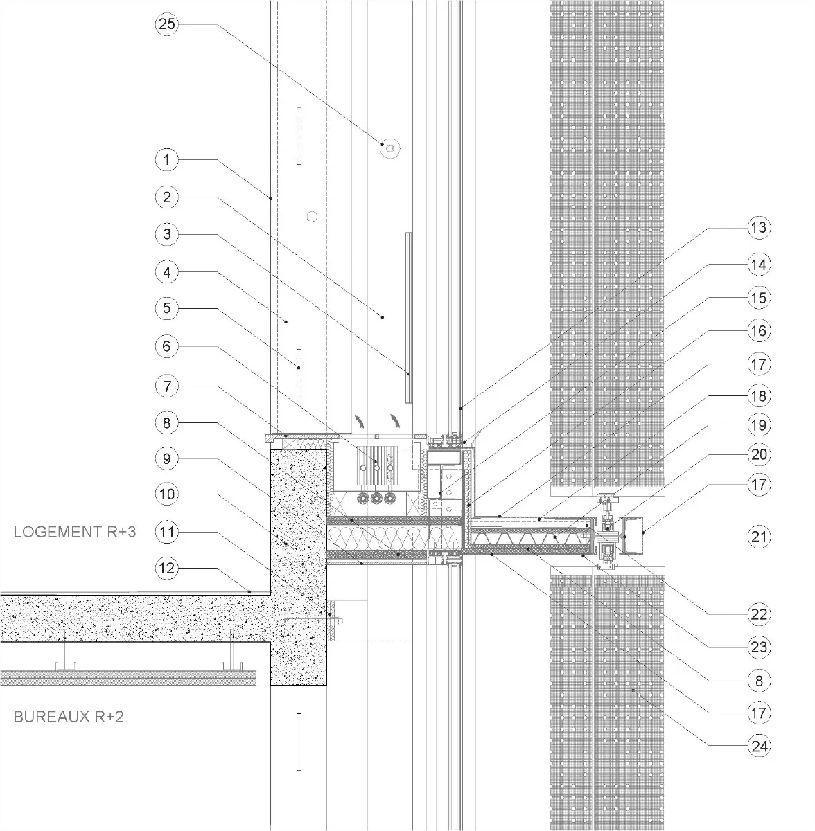 Detailschnitt Straßenfassade, Grafik