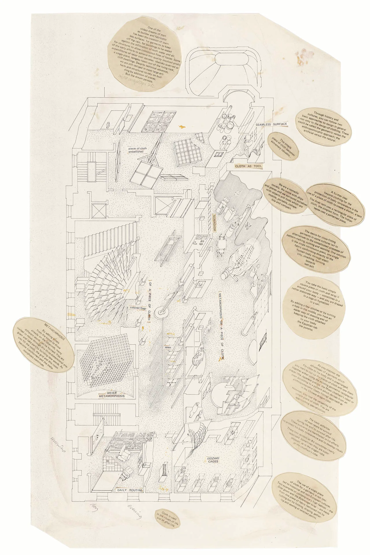 Aus dem Archiv Hans Hollein: Axonometrie der Eröffnungsausstellung des National Museum of Design, New York, 1974–1976