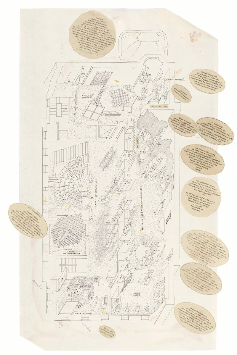 Aus dem Archiv Hans Hollein: Axonometrie der Eröffnungsausstellung des National Museum of Design, New York, 1974–1976