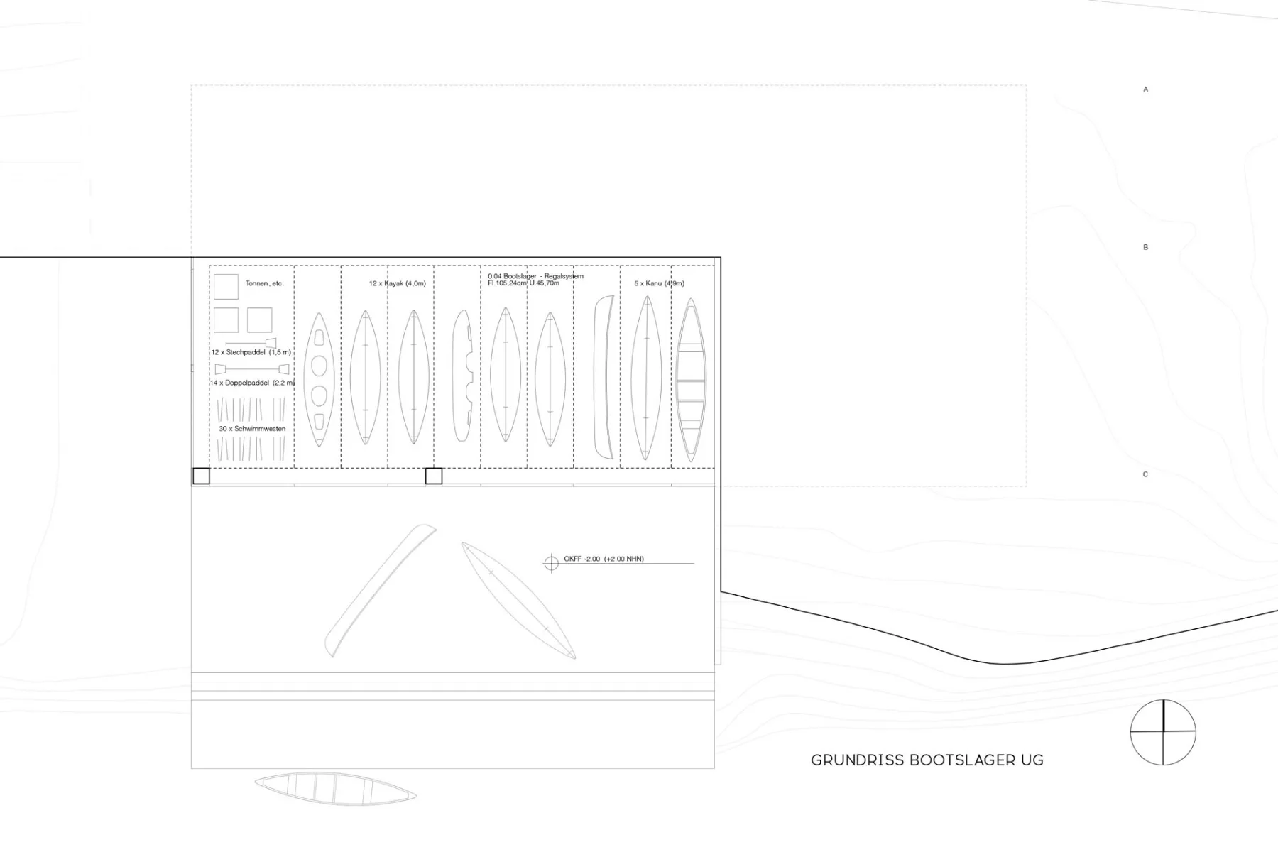 Grundriss Bootslager UG, Grafik