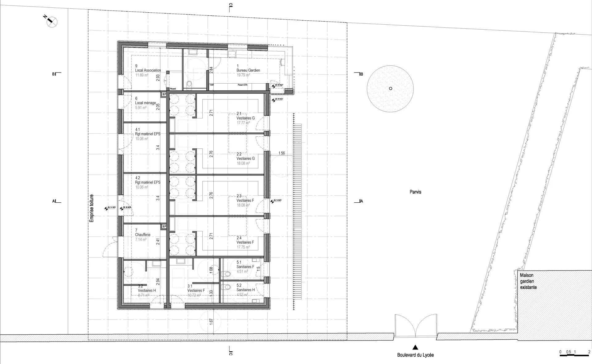 Grundriss Umkleidekabinen, Grafik