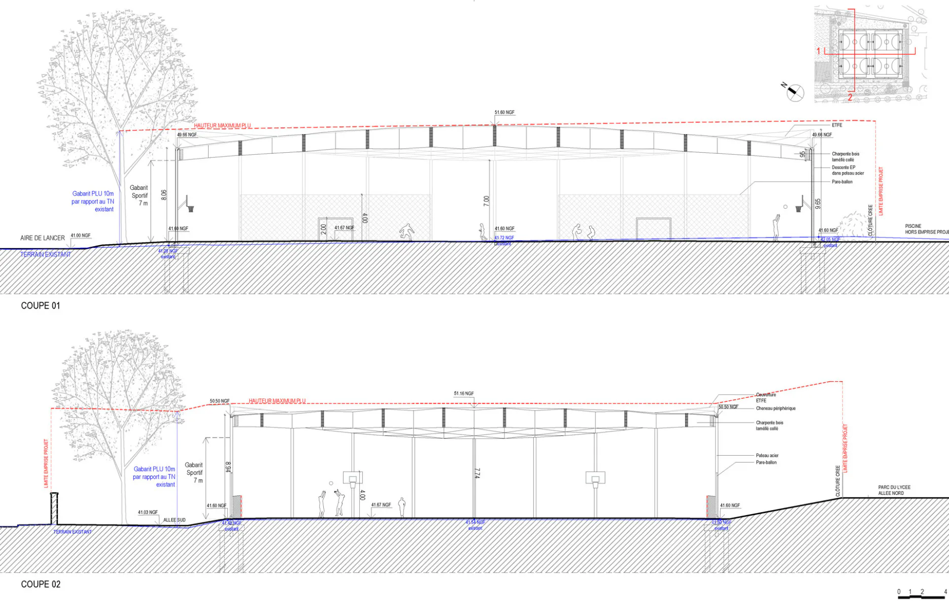 Schnitt Sporthalle, Grafik
