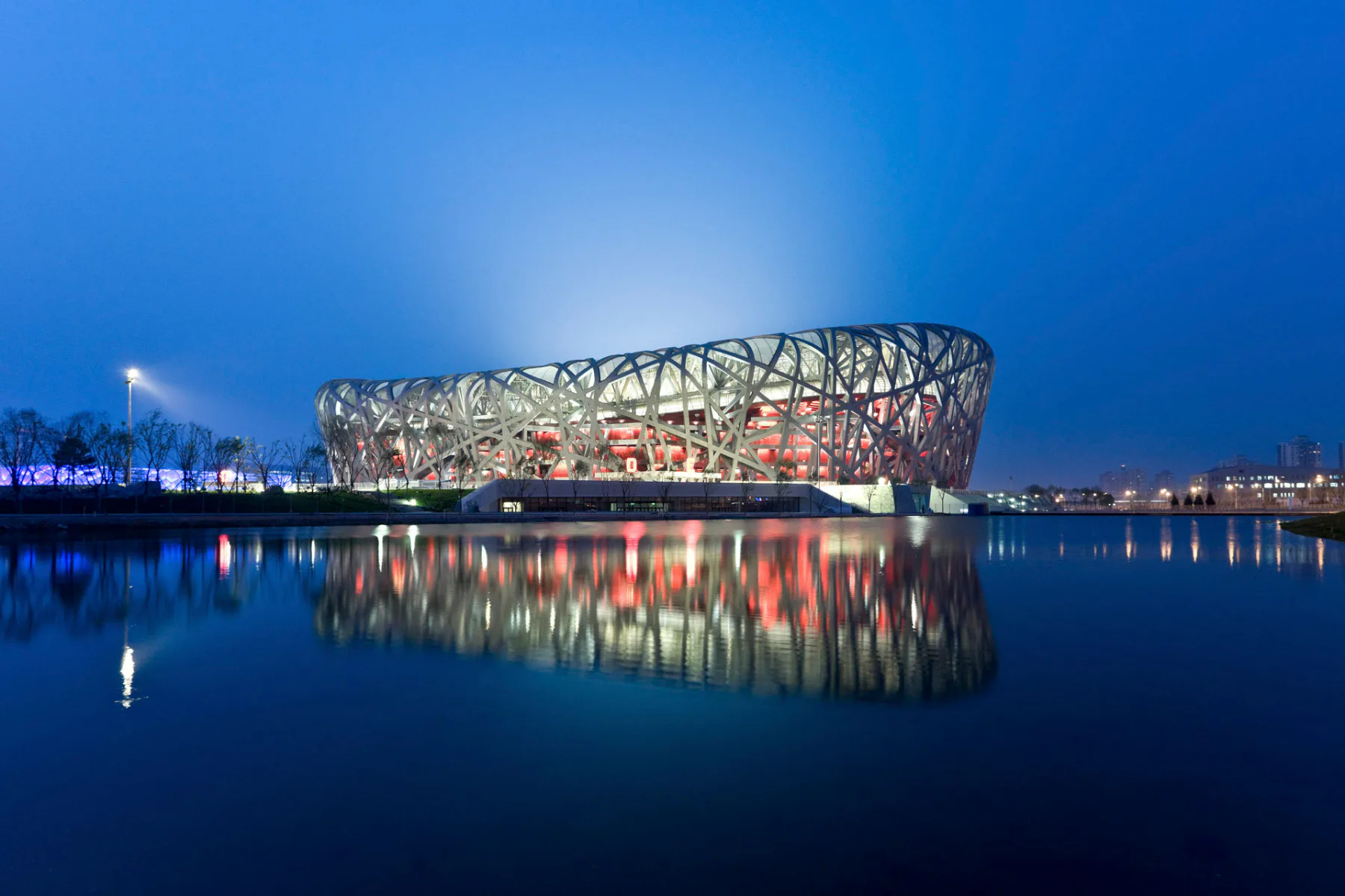Nationalstadion in Peking, China, 2008. Entworfen von Herzog & de Meuron