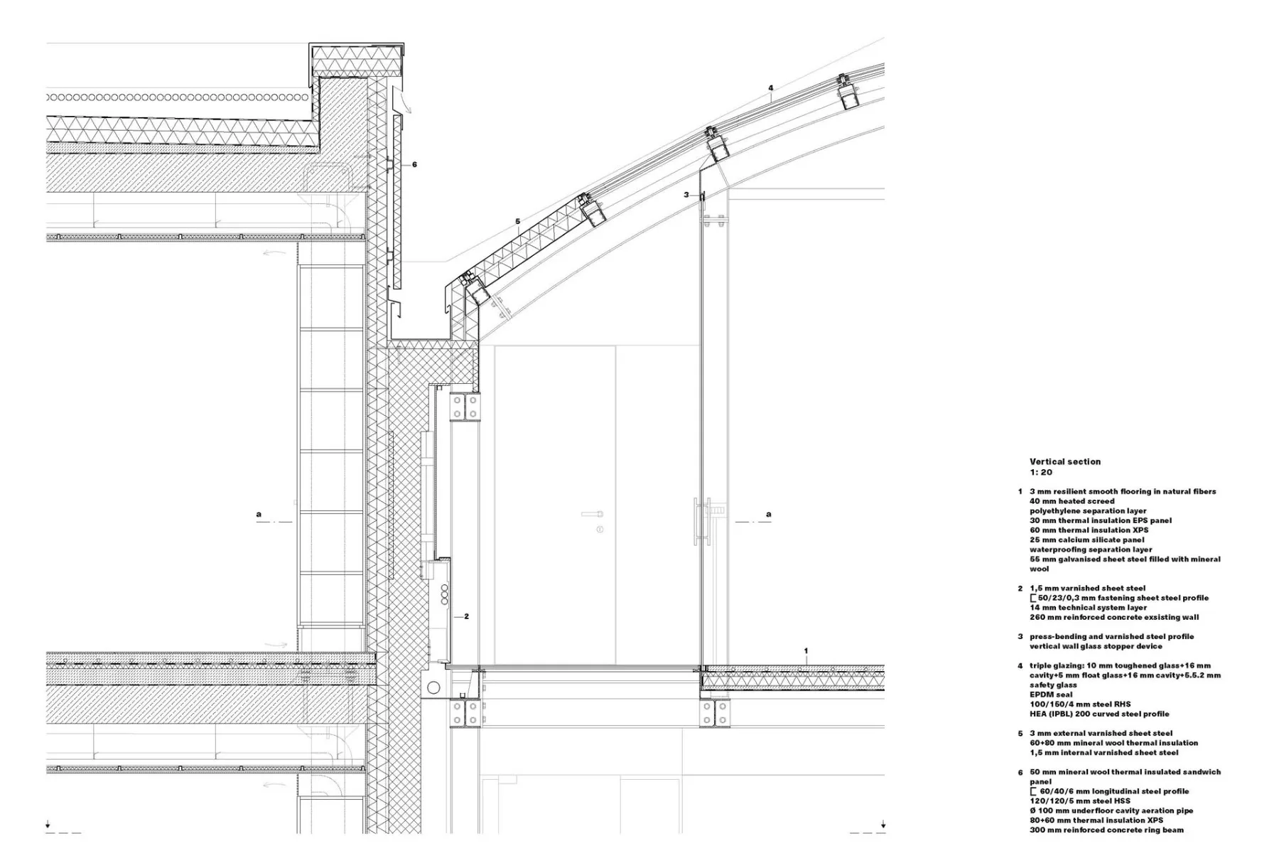 Detailschnitt Dach 1:20, Grafik