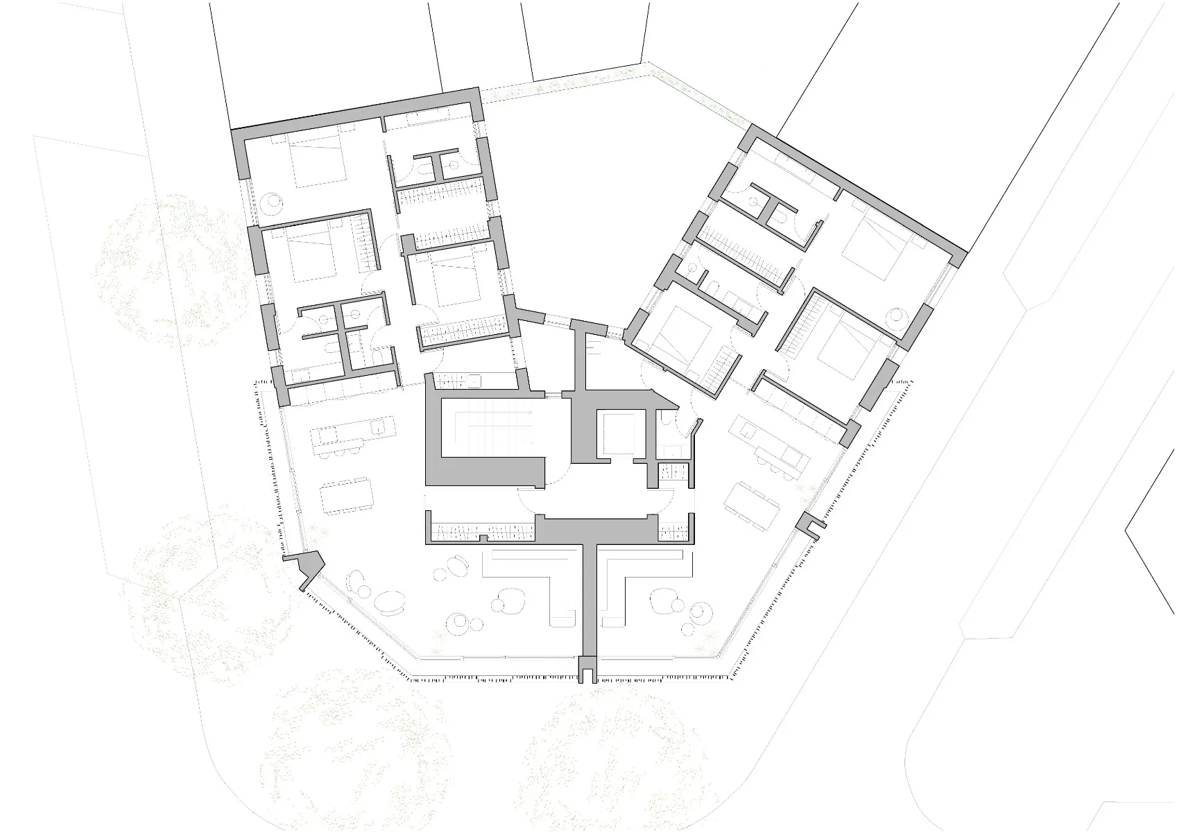 Grundriss erstes, zweites und drittes Obergeschoss, Grafik