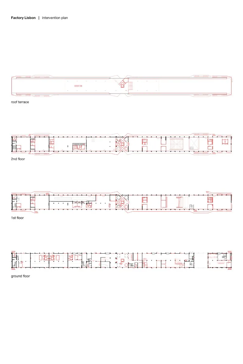 Grundrisse der umgenutzten Fabrik, Grafik
