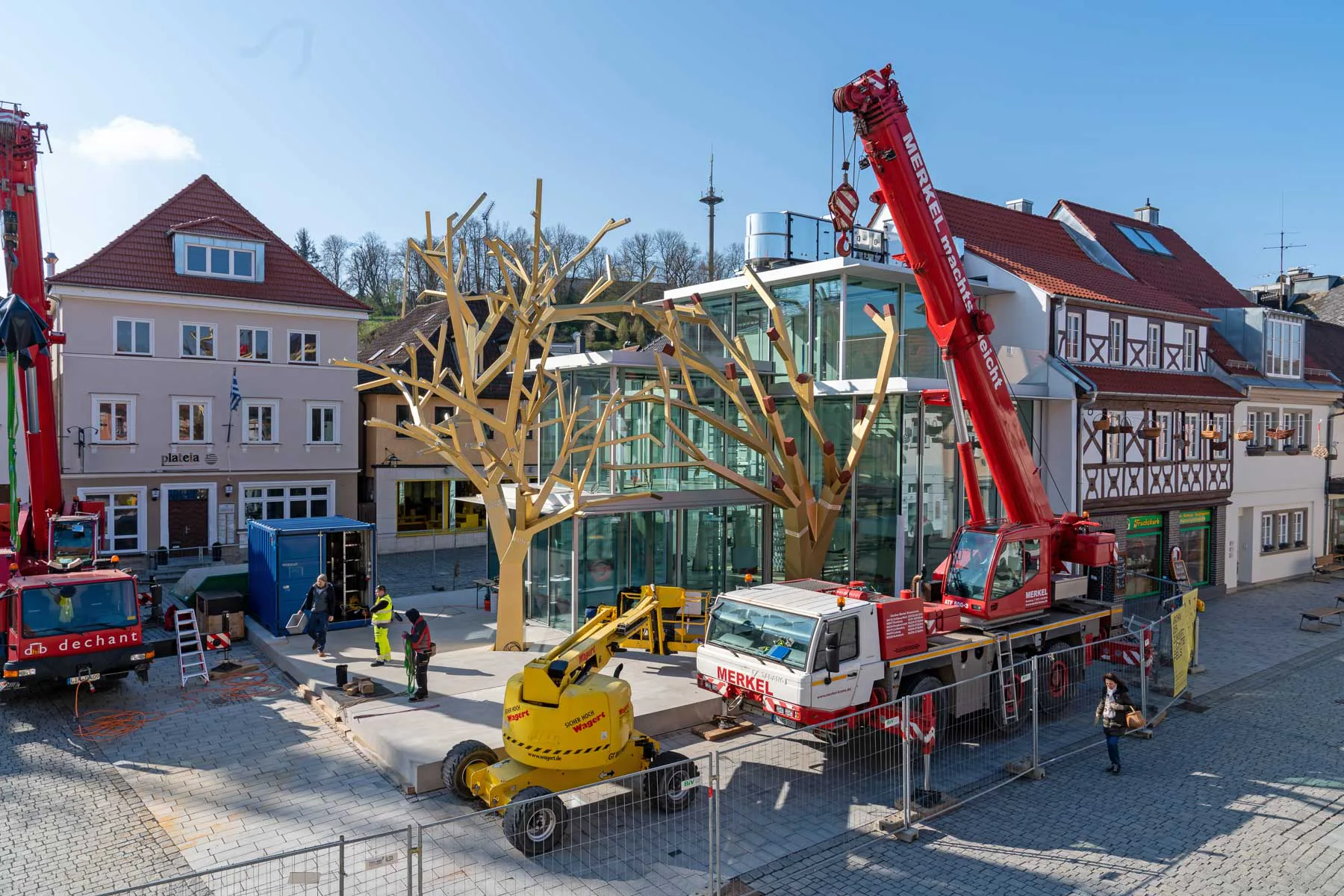 Aufbau der Weiden vor Ort in Lichtenfels