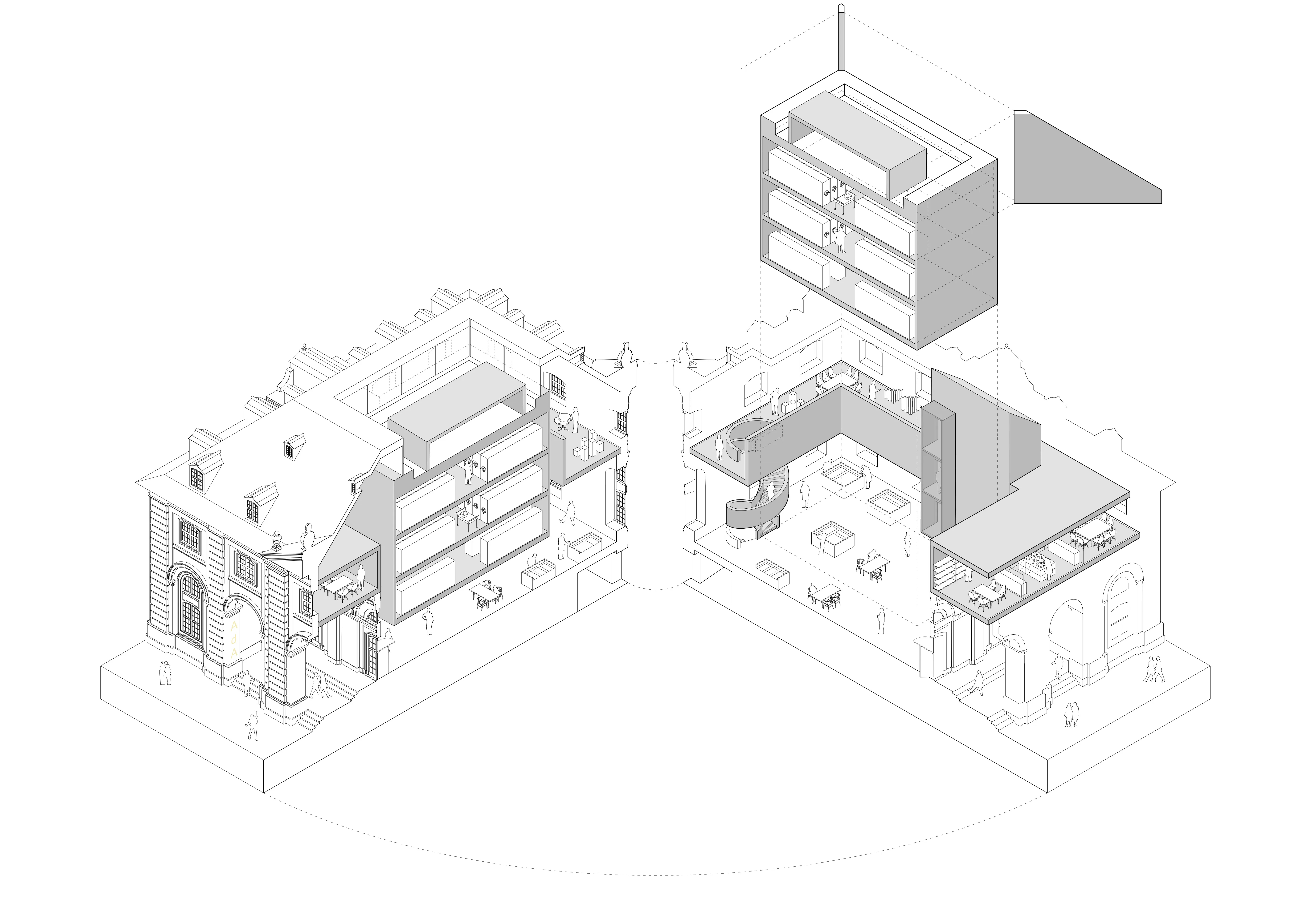 Axonometrie des Archivs der Avantgarden, Grafik