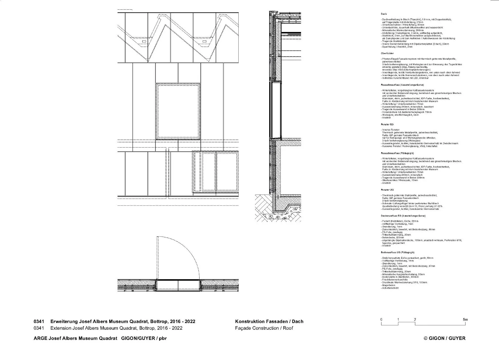 Konstruktionsdetail Fassade und Dach, Grafik