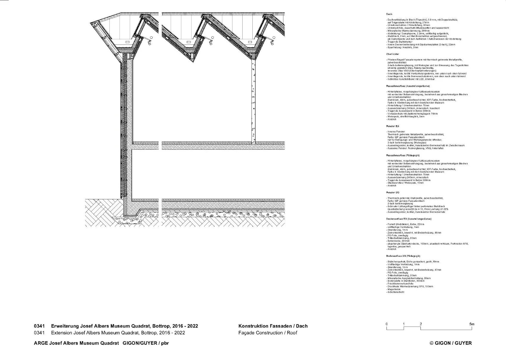 Konstruktionsdetail Fassade und Dach, Grafik