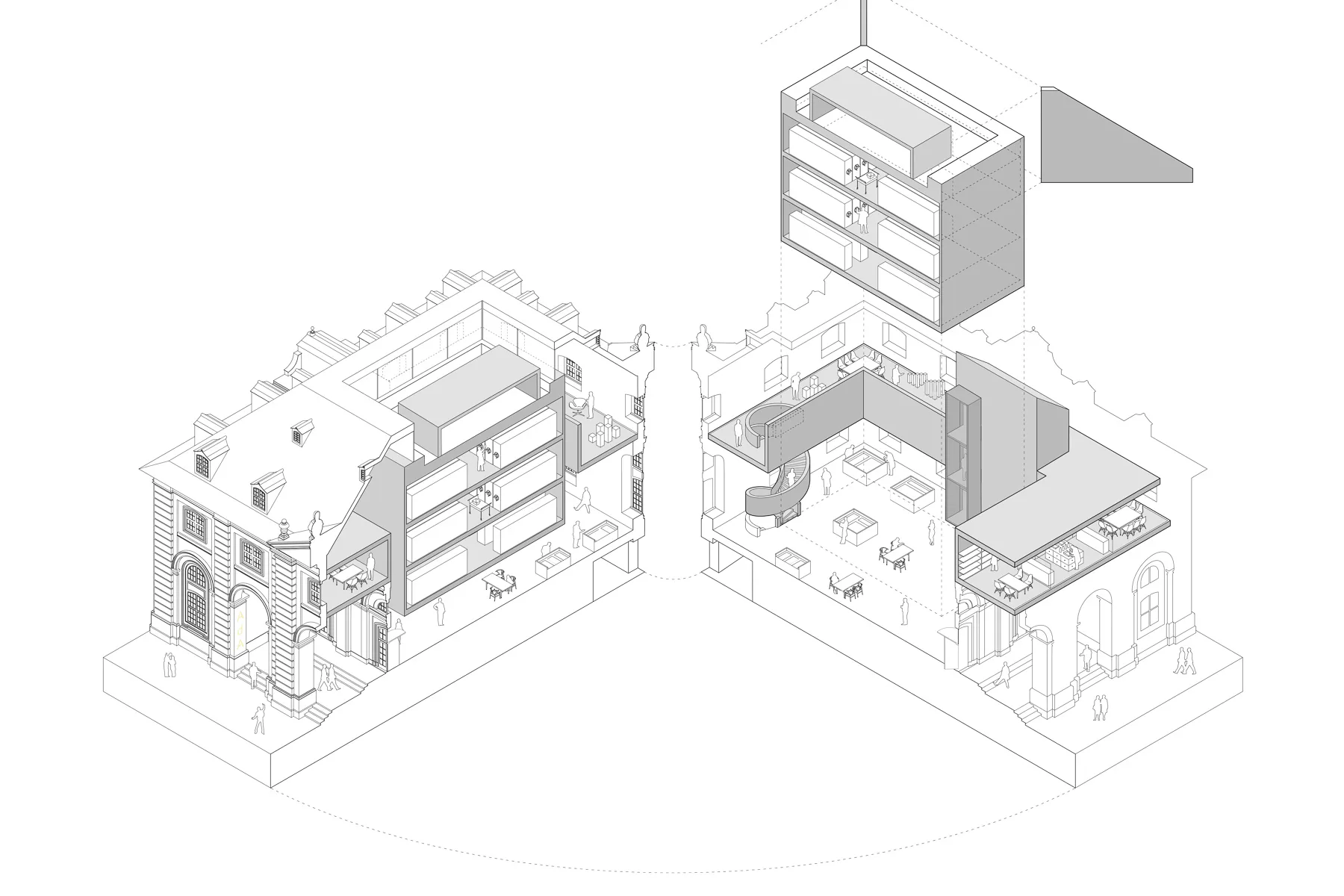 Axonometrie des Archivs der Avantgarden, Grafik