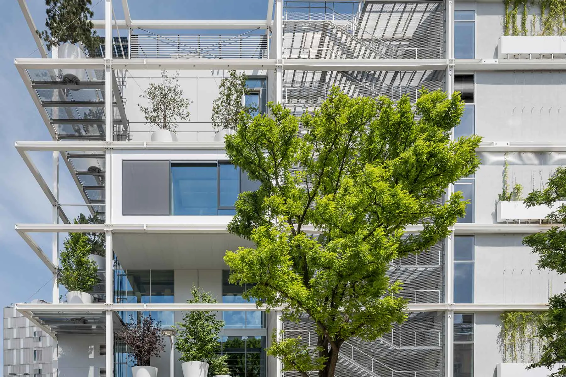 Die Begrünung - hier am Ikea City Center in Wien von Querkraft Architekten – ist nur eine Möglichkeit, Fassaden nachhaltiger zu gestalten. Noch wesentlicher sind die grauen CO2-Emissionen, die bei der Herstellung der Baumaterialien entstehen.