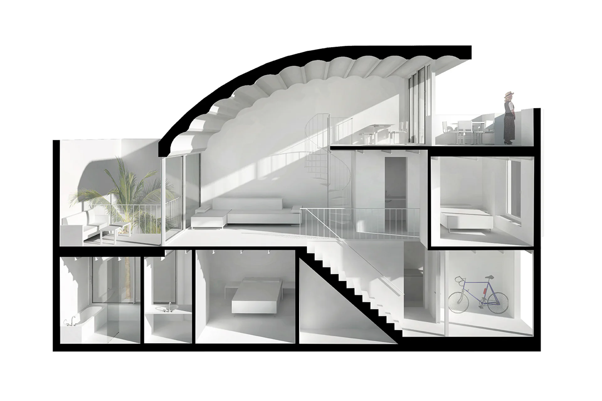 Längsschnitt des Oché House, Grafik