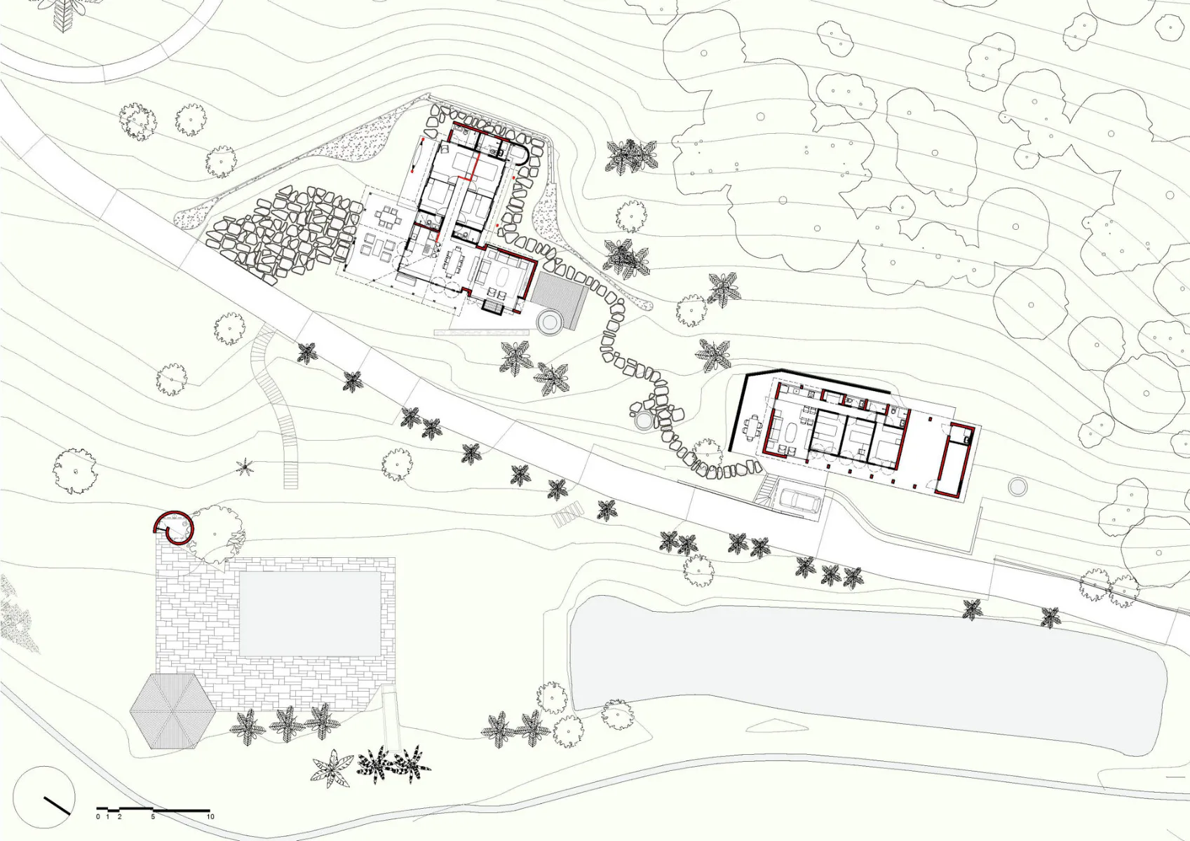Lageplan mit Grundrissen, Grafik