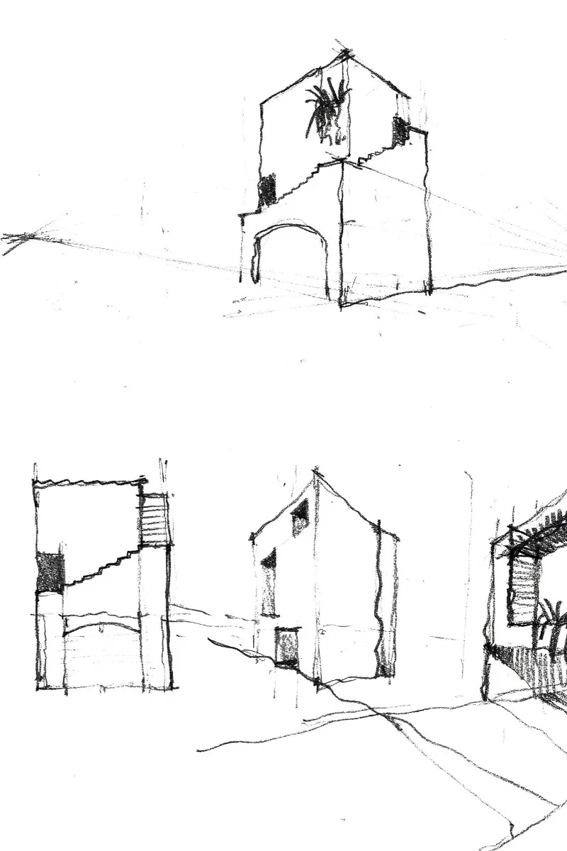 Skizzen der Hausansichten, Grafik
