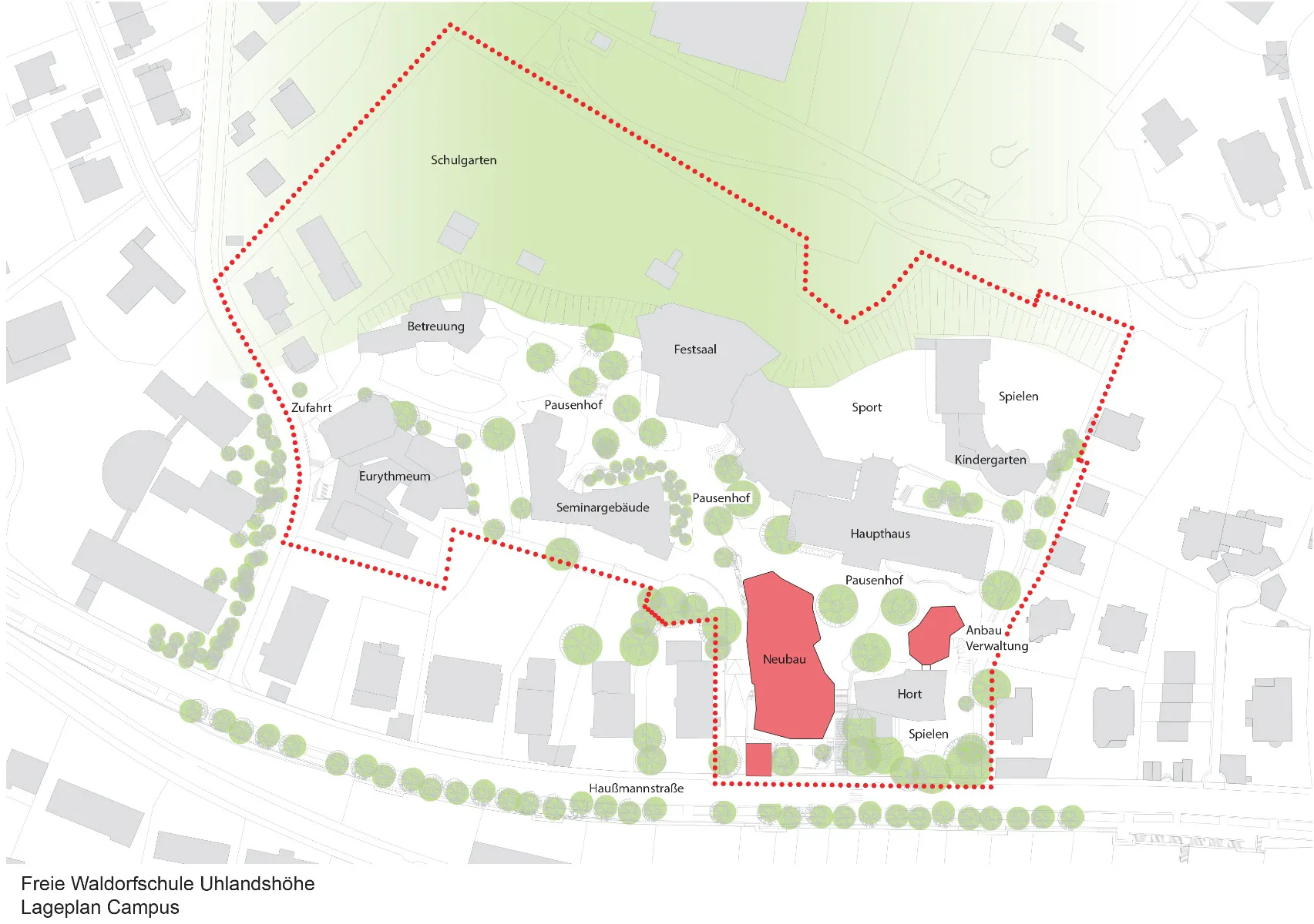 Campus Lageplan Freie Waldorfschule Uhlandshöhe, Grafik