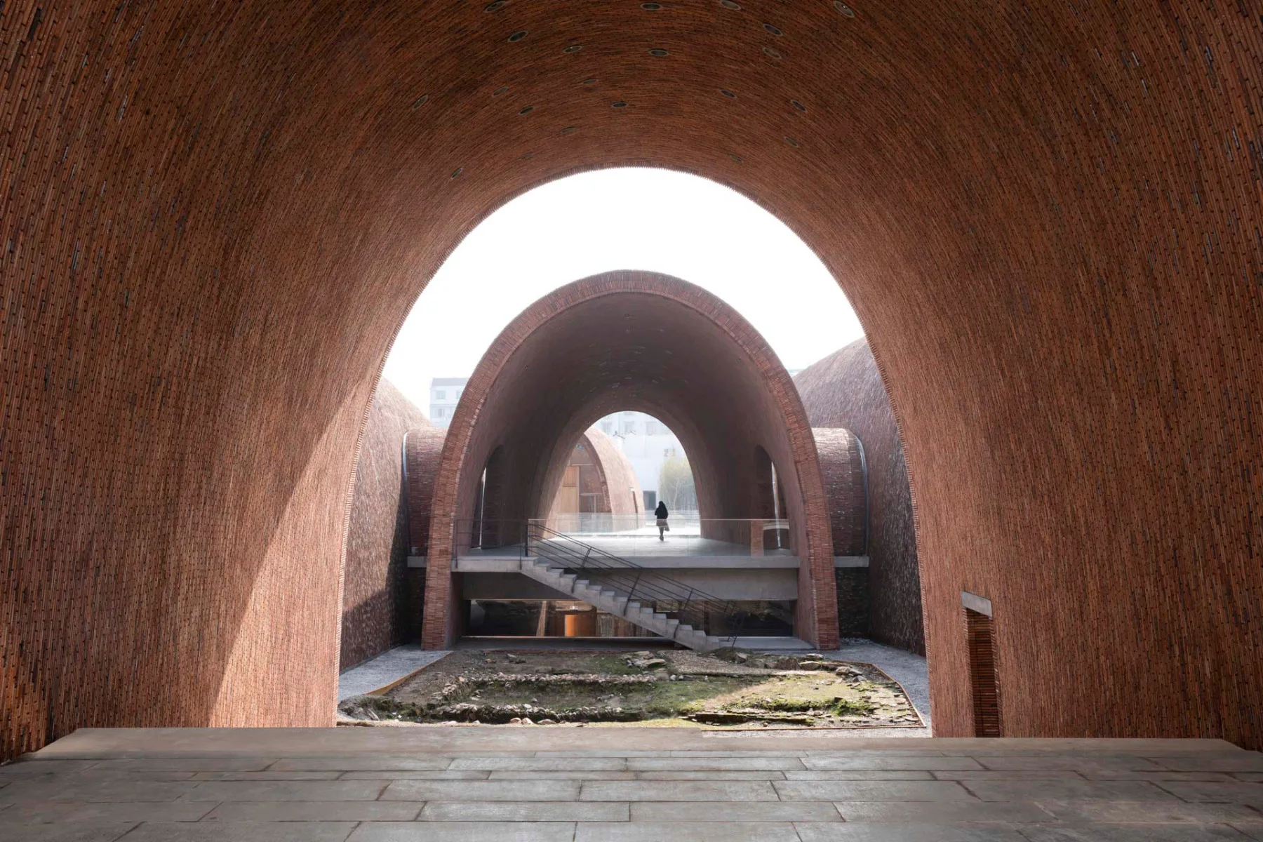 Jingdezhen Imperial Kiln Museum, View from the amphitheatre to Ming porcelain ruins