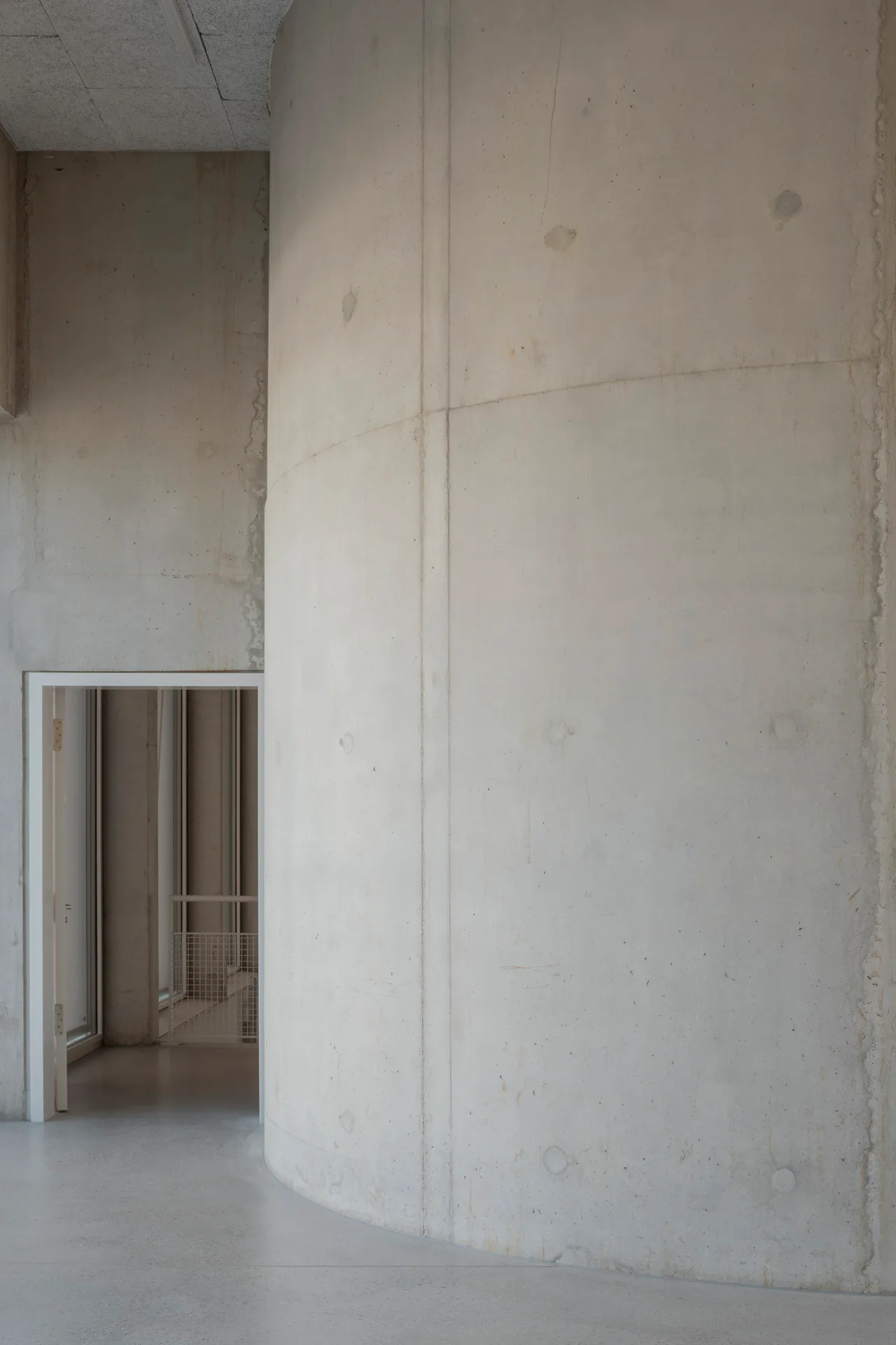 Exposed concrete inside