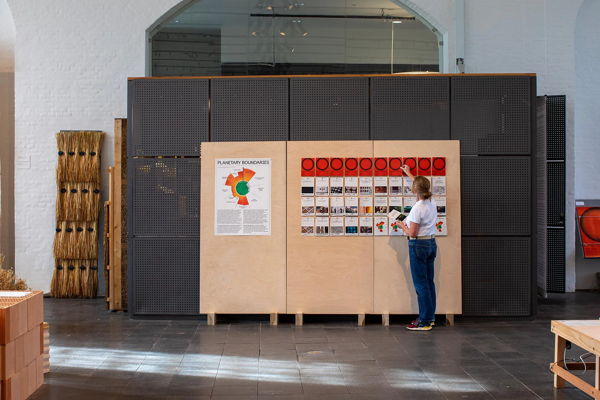 Blick in die Ausstellung „Planetary Boundaries – Rethinking Architecture and Design“, Royal Danish Academy, Kopenhagen, Dänemark, 2023