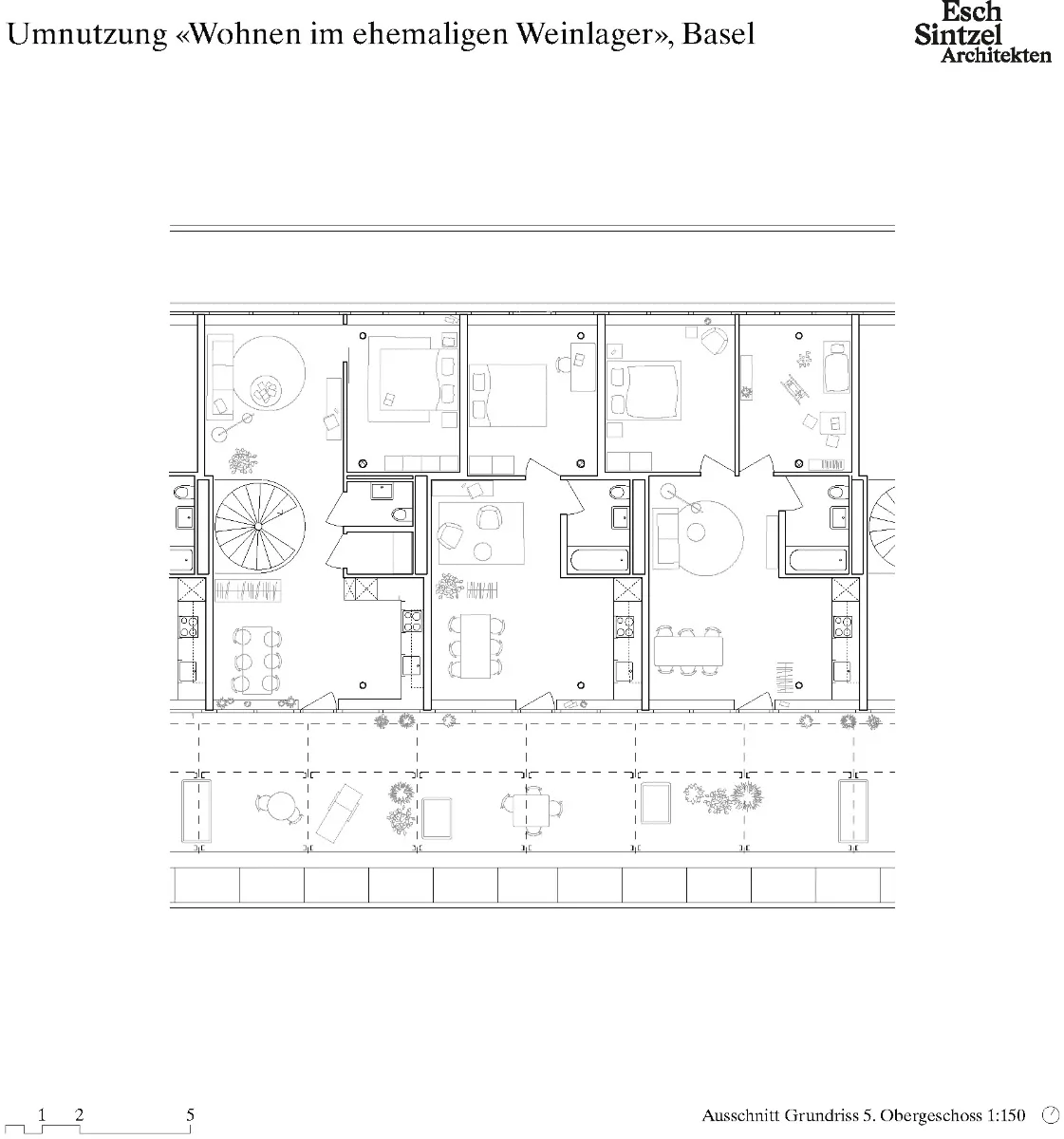 Ausschnitt Grundriss fünftes Obergeschoss, Grafik