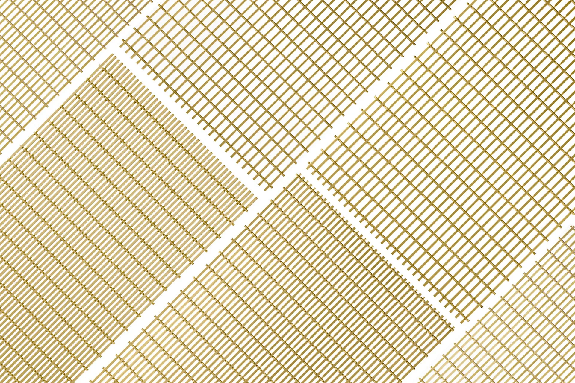 Die fünf Maschenweiten der Produktfamilie PC-Alu in der Nahansicht.