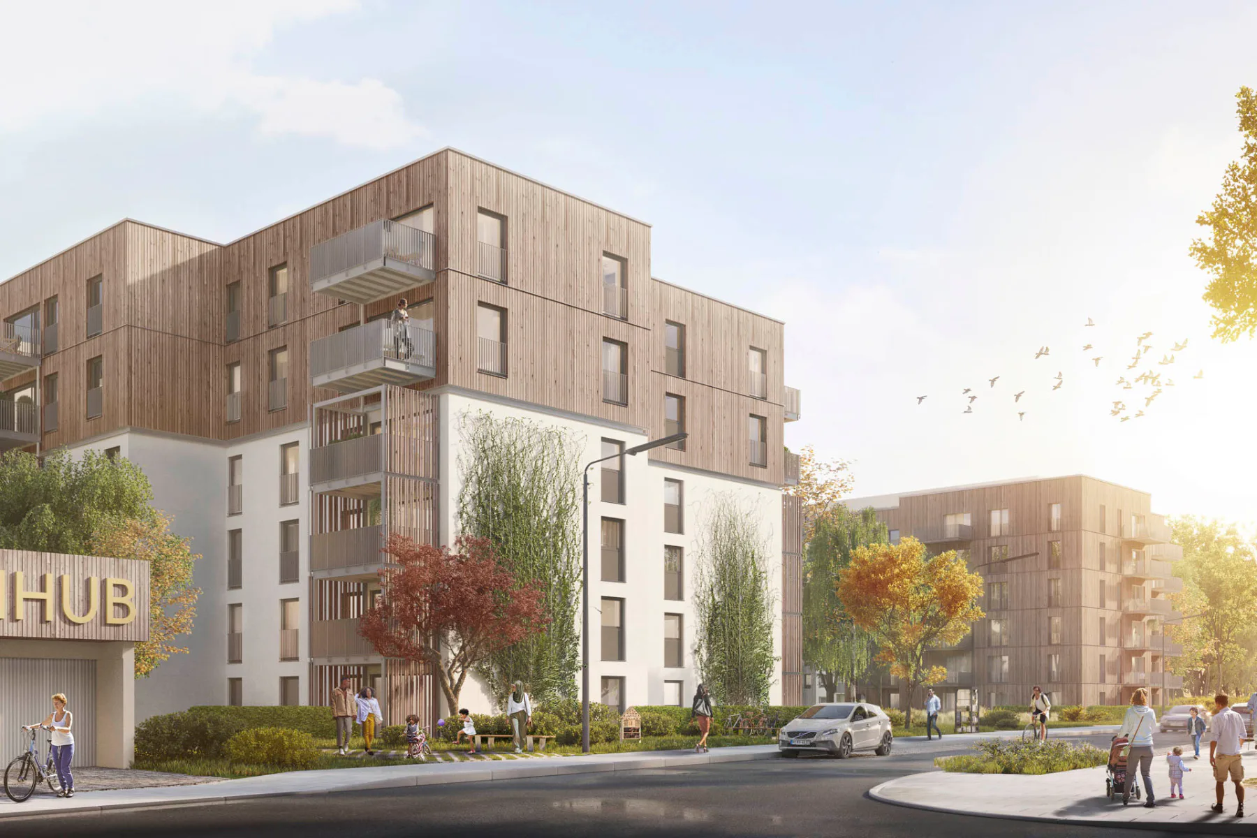 Die 1500 Mietwohnungen im Quartier Fürstenried West werden nach einem städtebaulichen Gesamtkonzept von LIN Architekten um 650 weitere ergänzt (Visualisierung).