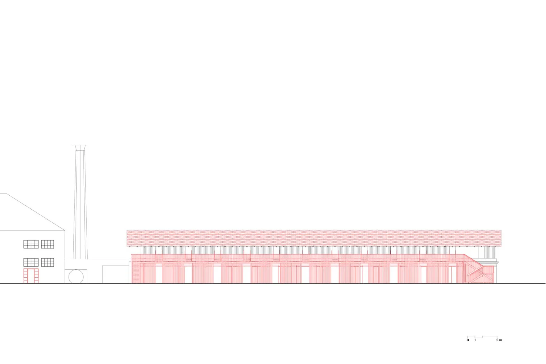 Lagerhalle, Plan Südfassade, Grafik