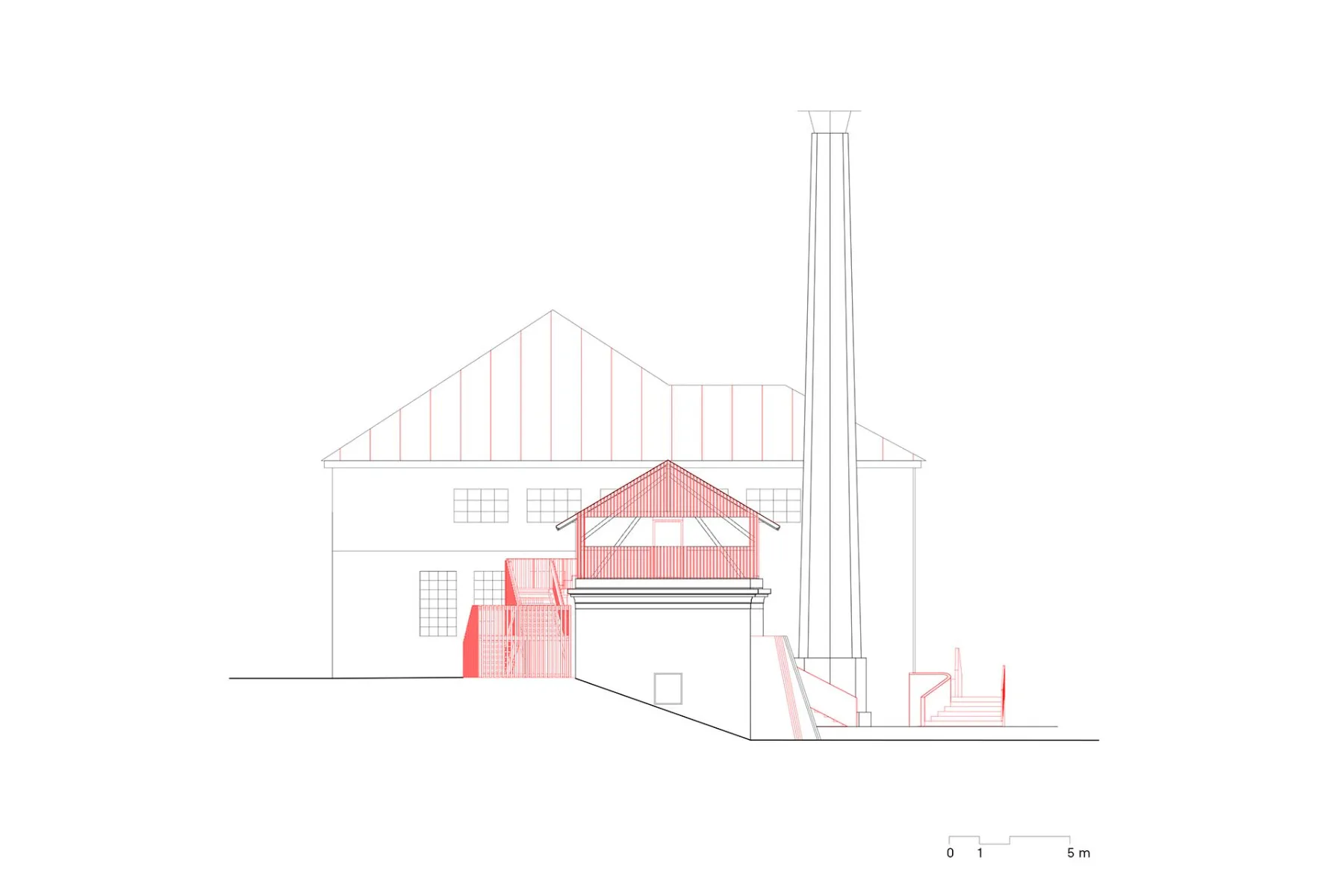 Lagerhalle, Plan Ostfassade, Grafik