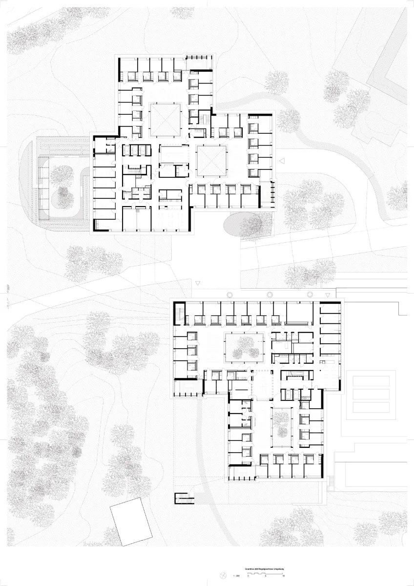 Grundriss Regelgeschoss mit Umgebung, Grafik